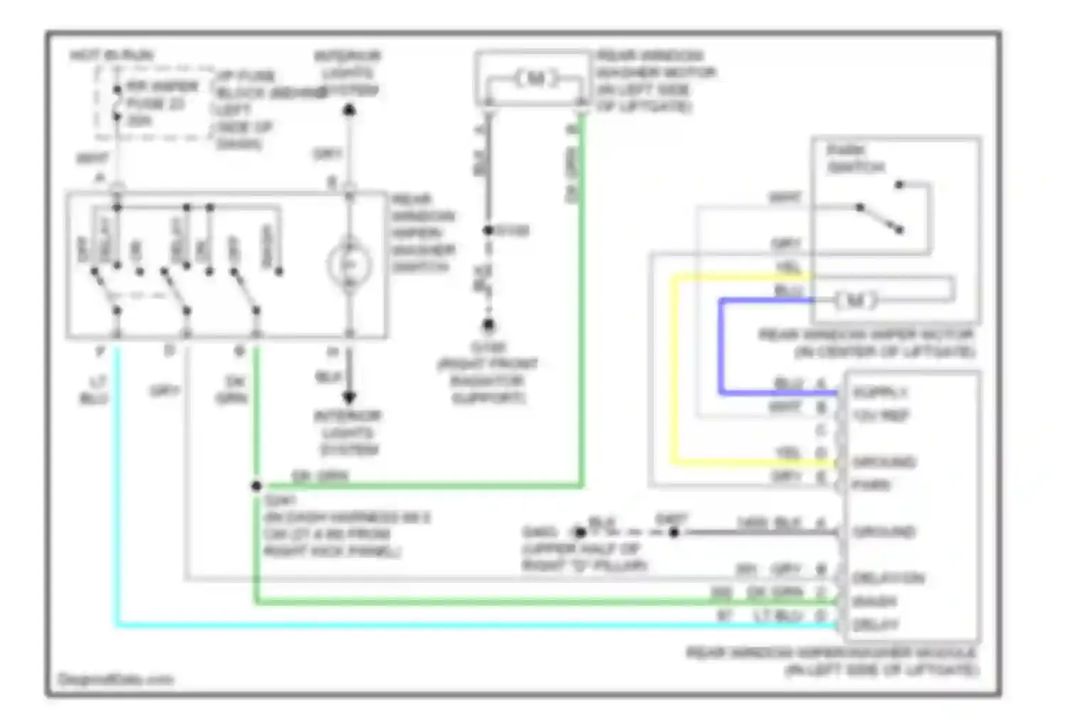 Safari GMC II (1994-2005): Rear wiper/washer circuit