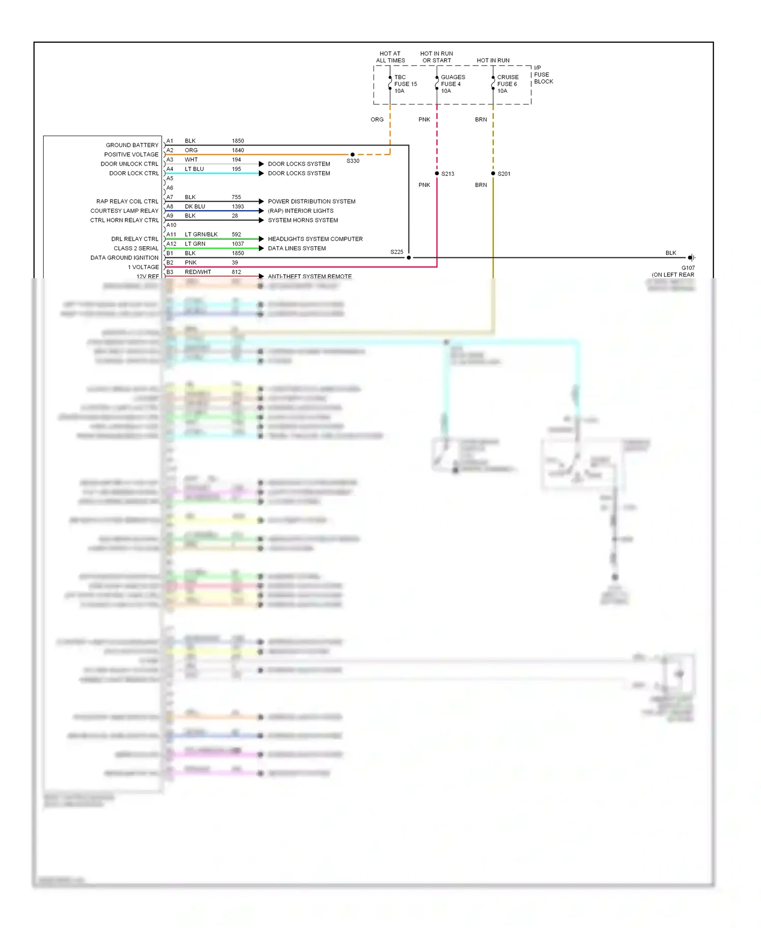 GMC Safari II (1994-2005) headlights system computer data lines system wiring diagram  (1 of 1)