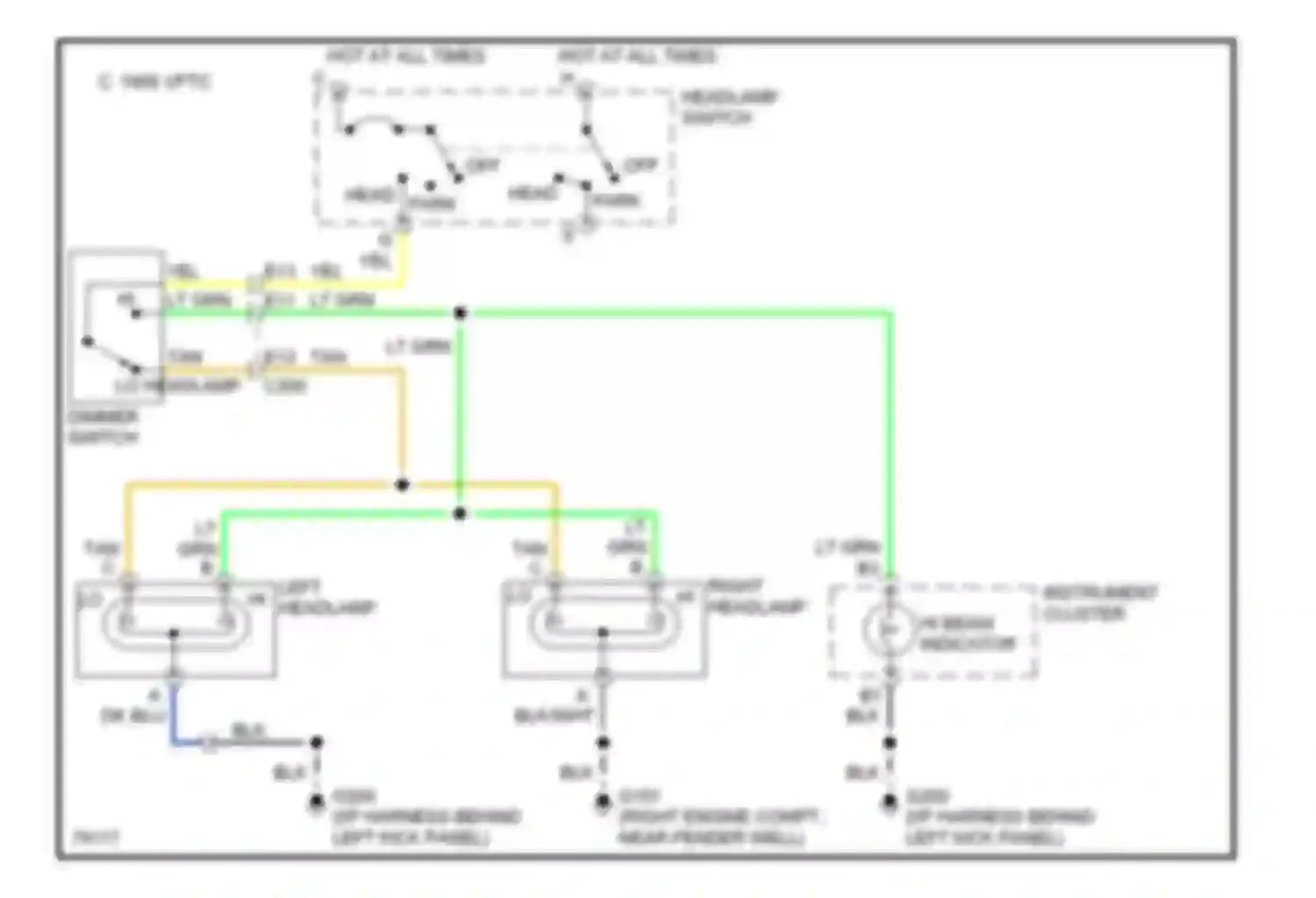 Savana Camper Special G3500 GMC  (1996-2011): Headlight circuit, without drl & with sealed beam lamps