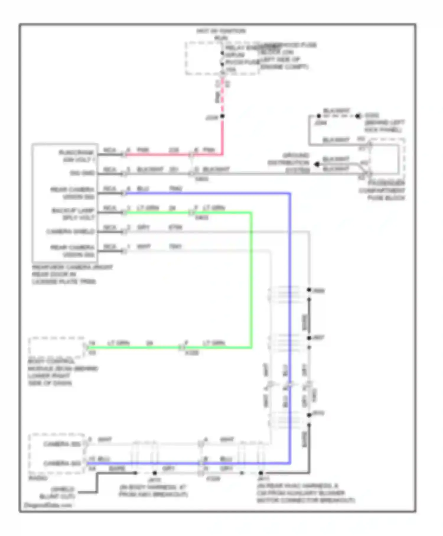 Wiring diagram hot w/ ignition run relay energized isrvm rvcm fuse for GMC Savana G2500  (1996-2013) (1 of 2)