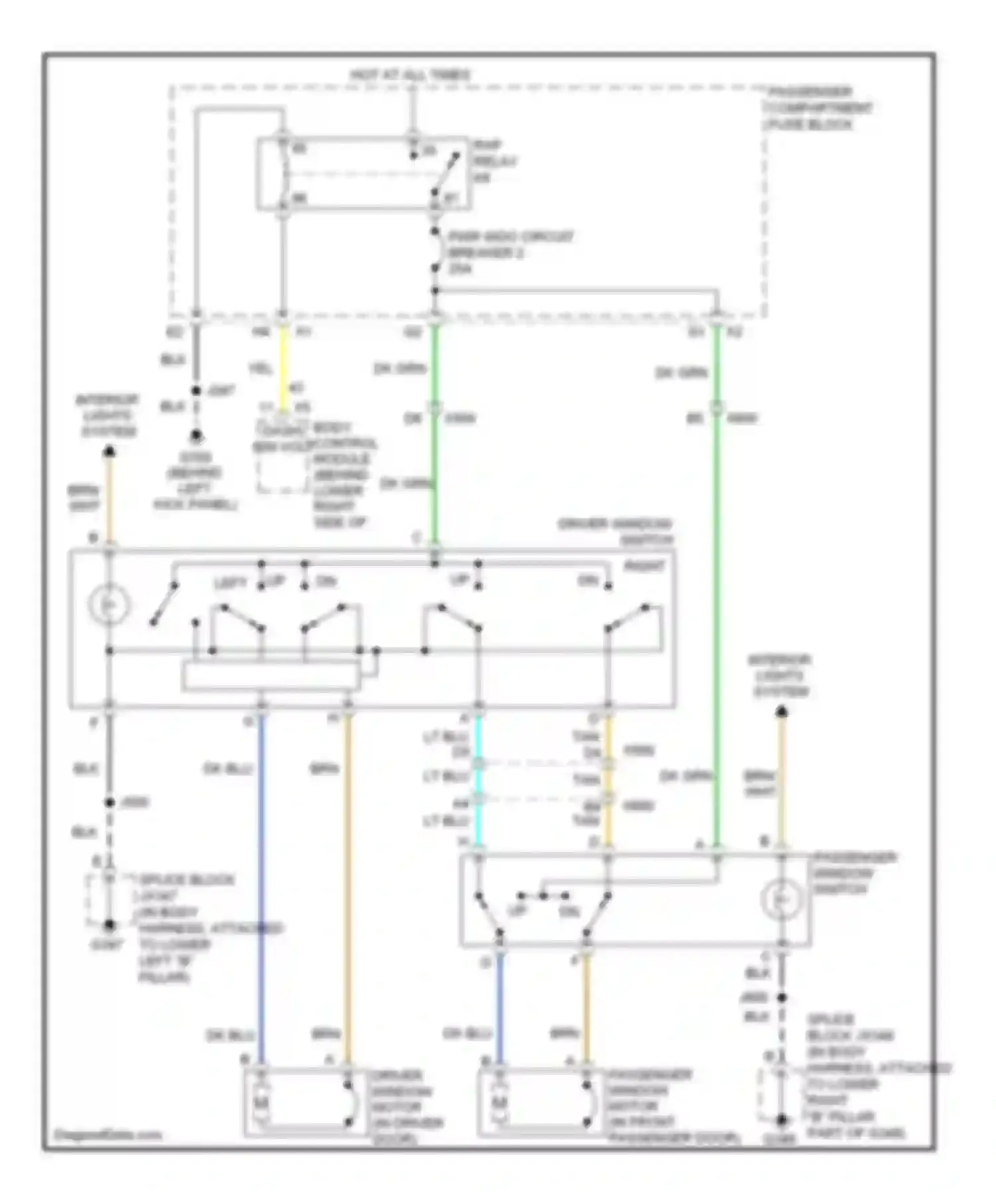 Wiring diagram (in body harness, attached to lower right "b" pillar for GMC Savana H1500  (2003-2013) (6 of 7)