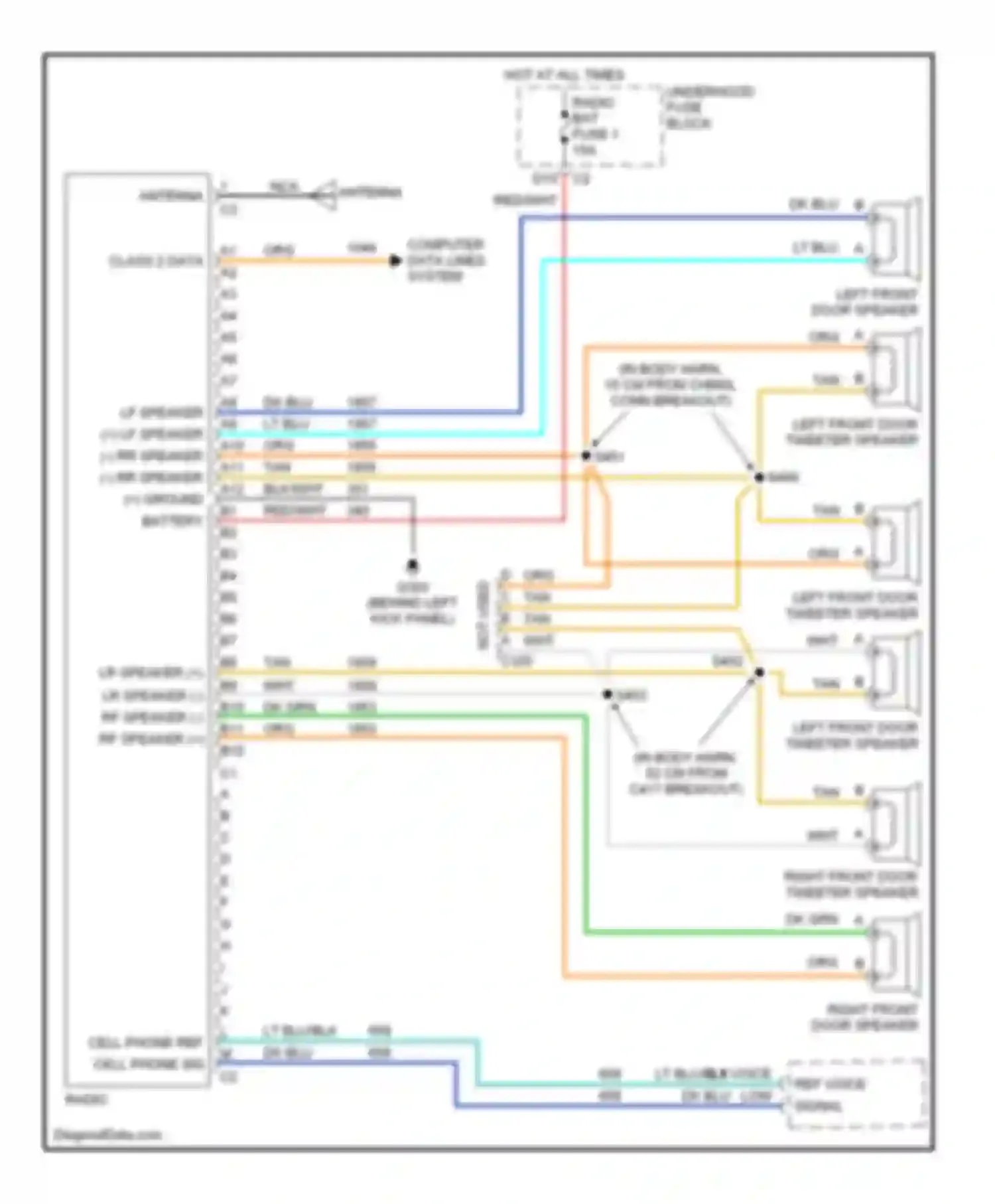 Savana H2500 GMC  (2003-2003): Radio circuit, without rear seat audio