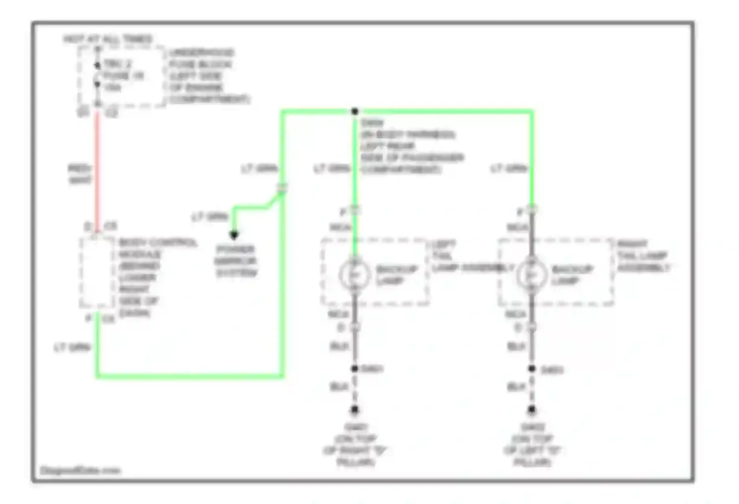 Wiring diagram left tail lamp assembly for GMC Savana H2500  (2003-2003) (1 of 2)