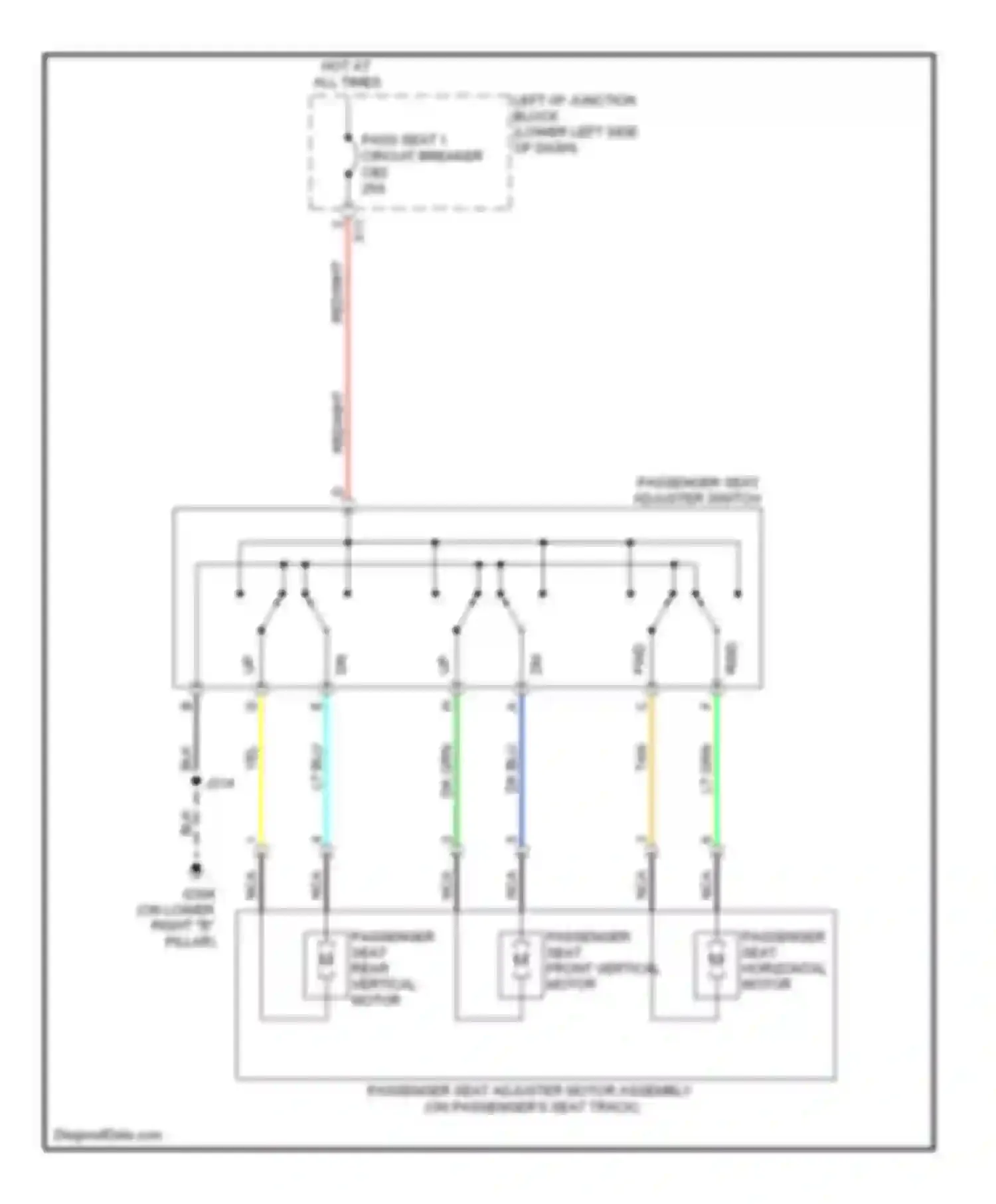 Sierra 1500 GMC  (2000-2012): Passenger power seat circuit, 6-way power seat