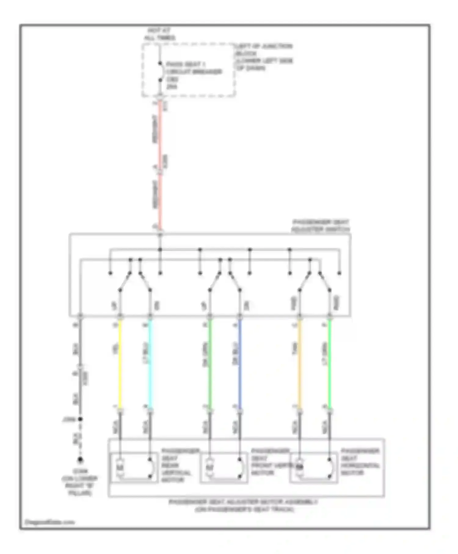 Sierra 1500 GMC  (2000-2012): Passenger power seat circuit, with 6-way power seat