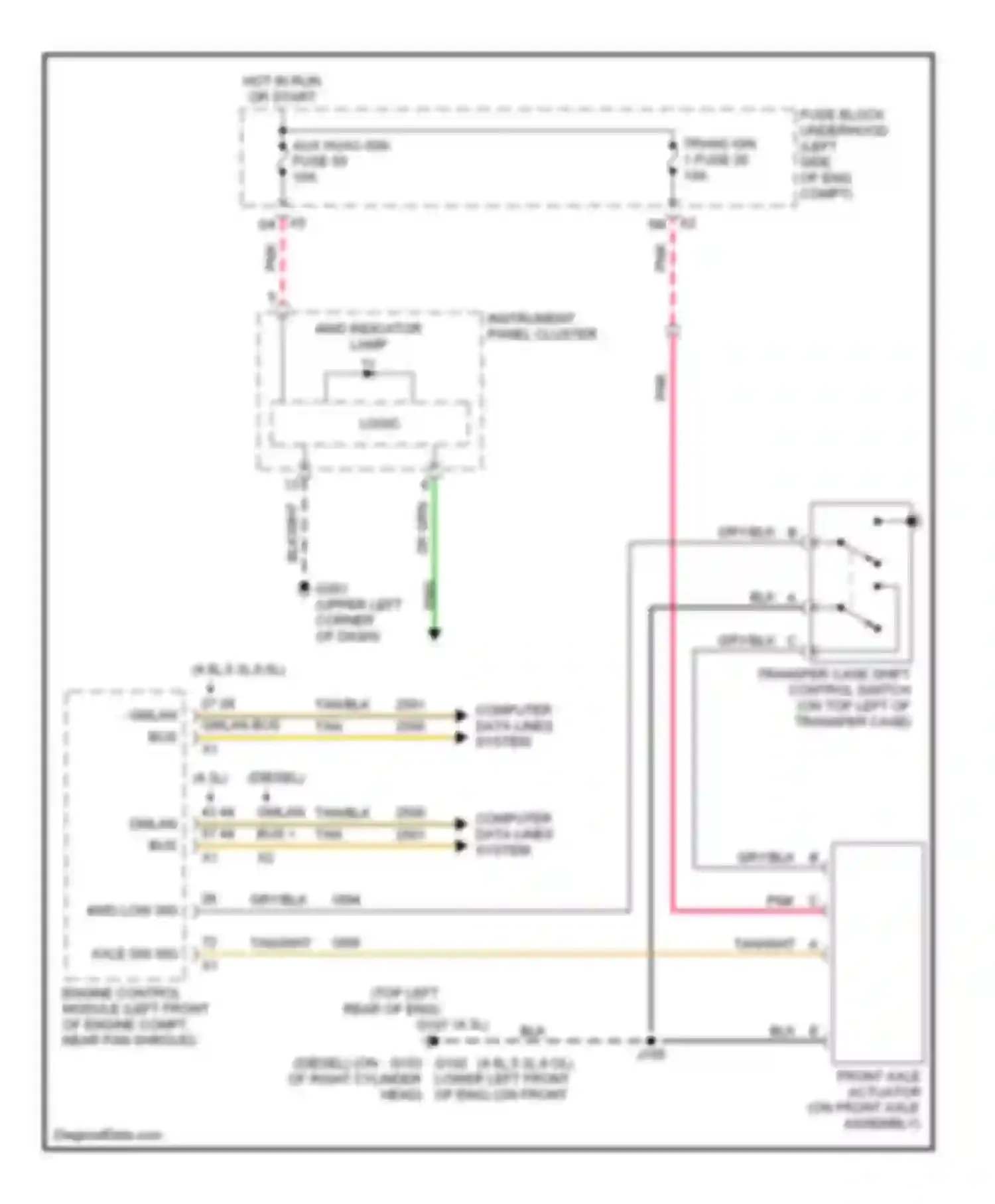 Sierra 1500 GMC  (2000-2012): 4.8l vin c, transfer case circuit, 2-speed manual