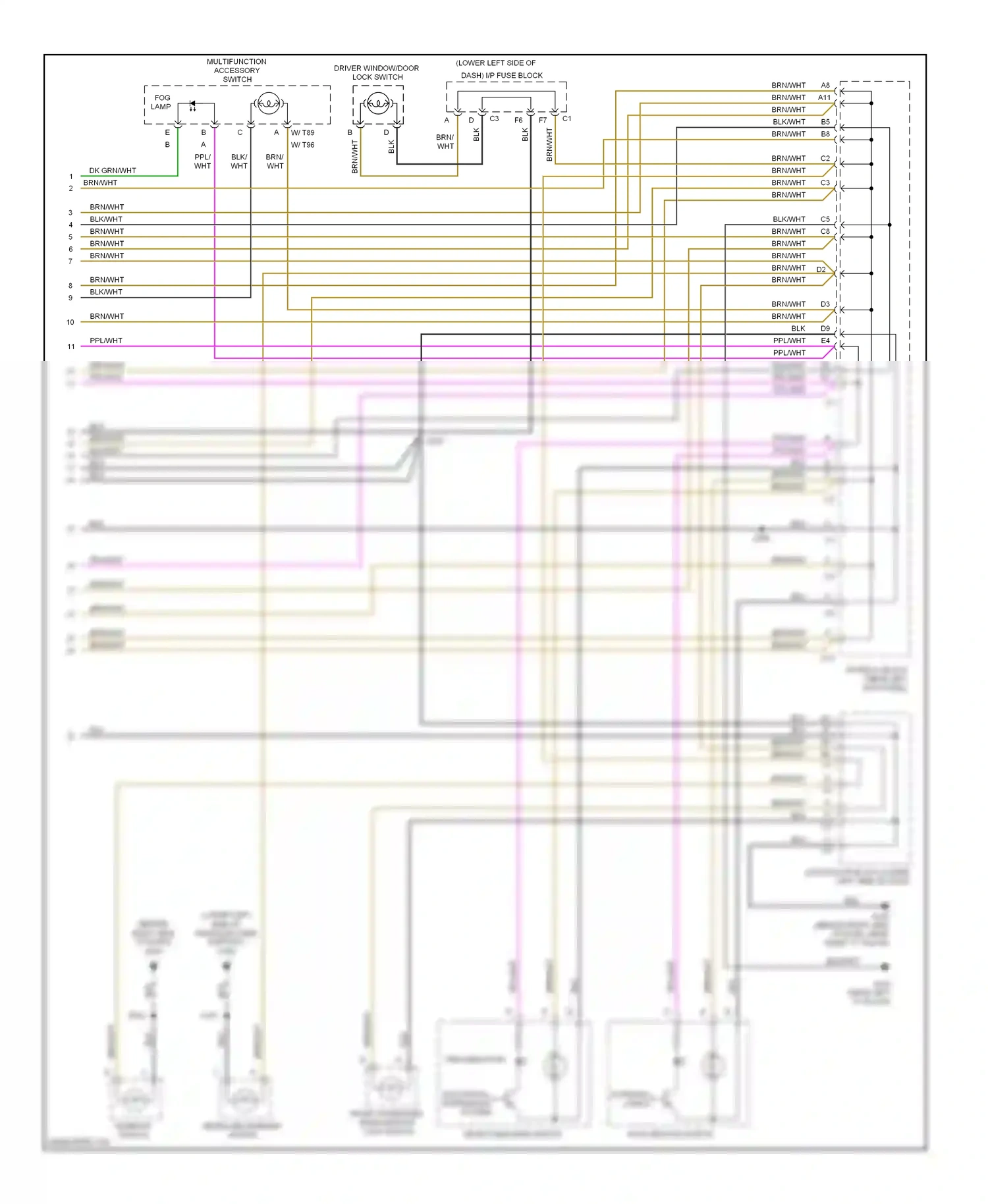 GMC Sierra 1500  (2000-2012) multifunction accessory switch wiring diagram  (2 of 2)