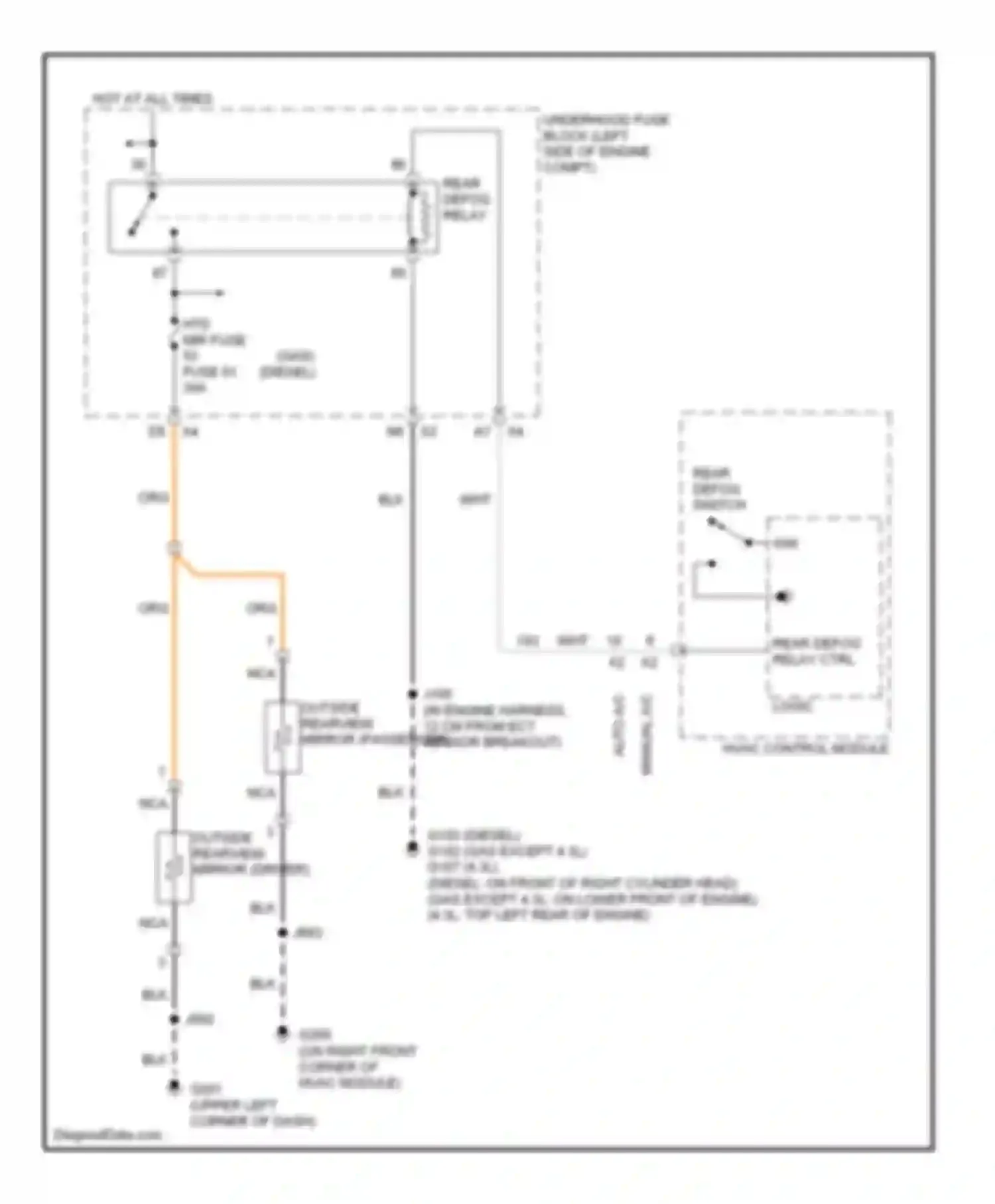 Sierra 2500 HD GMC  (2002-2012): Heated mirrors circuit, without an3/dl3 option