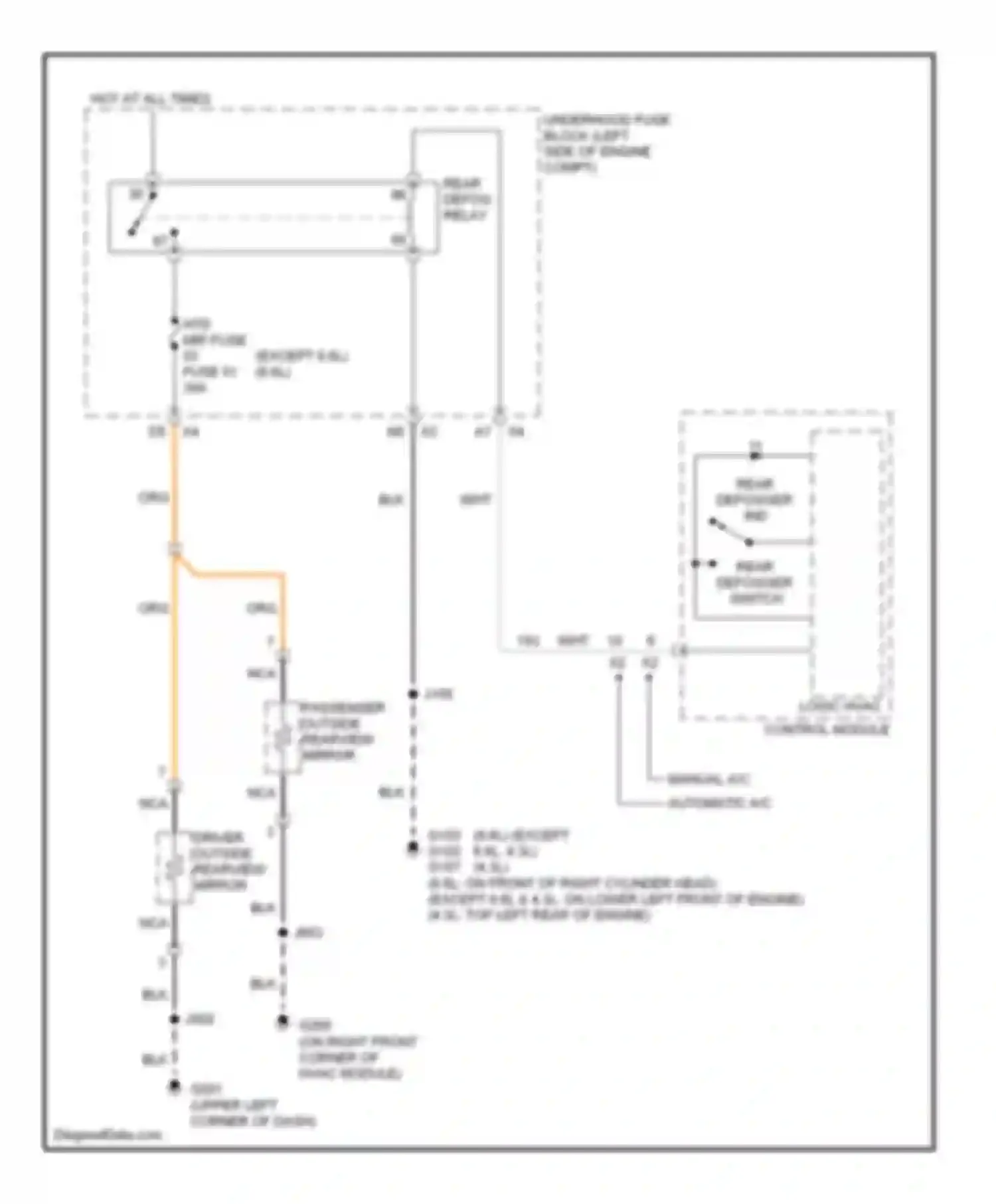 Sierra 2500 HD GMC  (2002-2012): Heated mirrors circuit, without an3/dl3