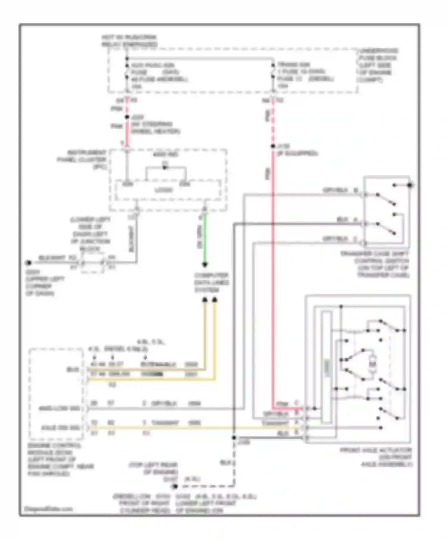Sierra 2500 HD GMC  (2002-2012): Transfer case circuit, 2-speed manual