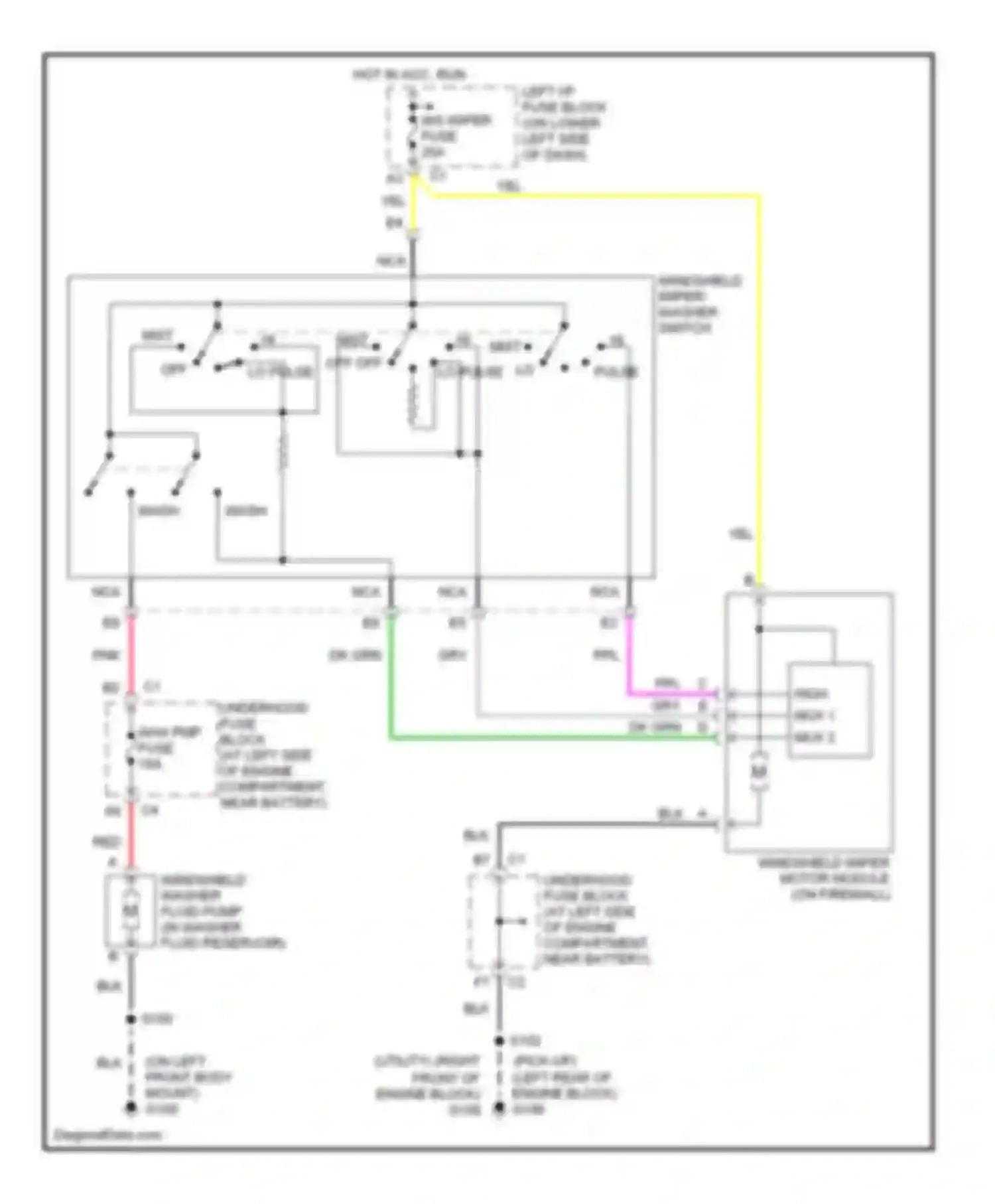 Sierra 2500 GMC  (2000-2004): Wiper/washer circuit