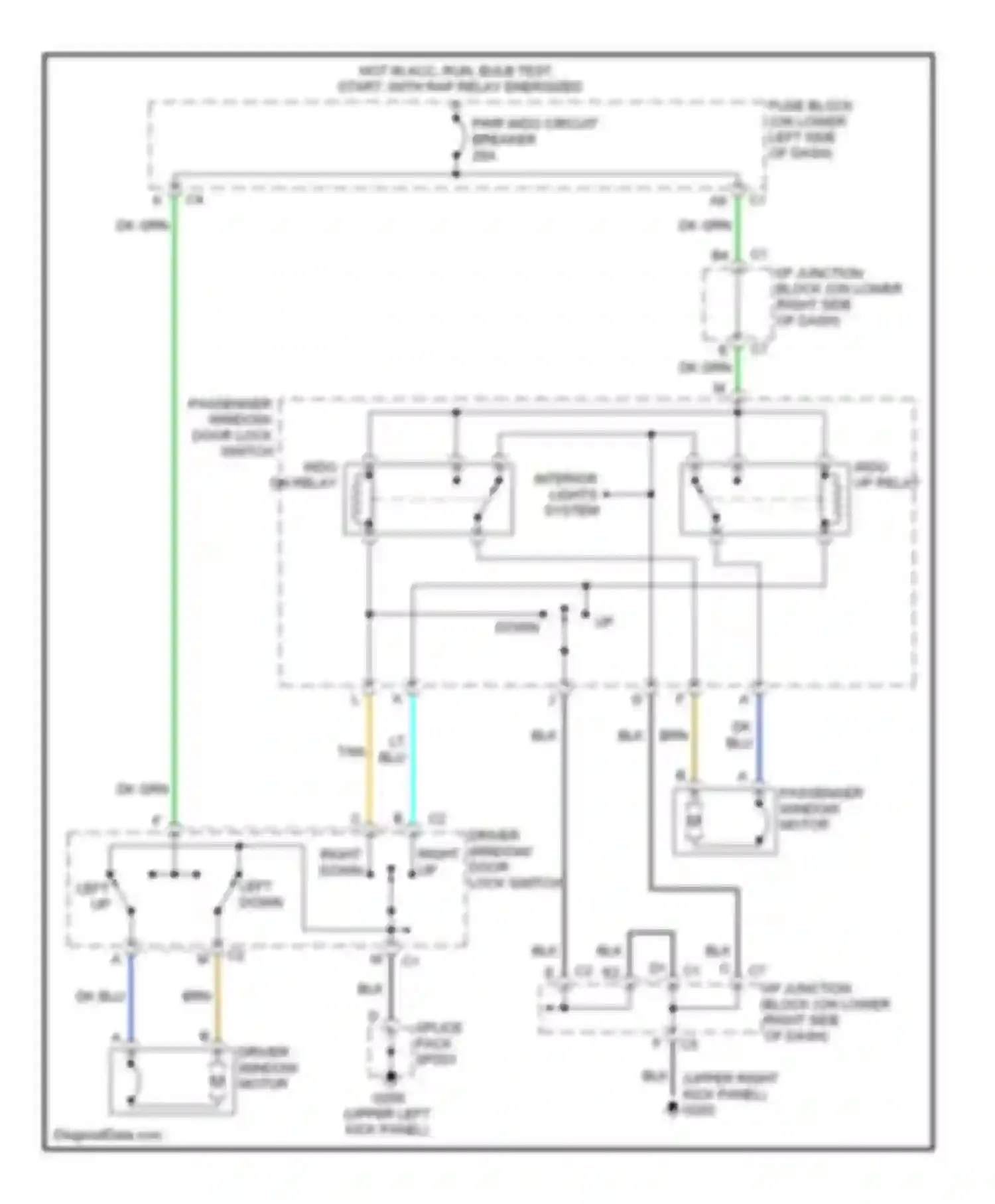 Wiring diagram passenger window/ door lock switch for GMC Sierra 2500  (2000-2004) (1 of 2)