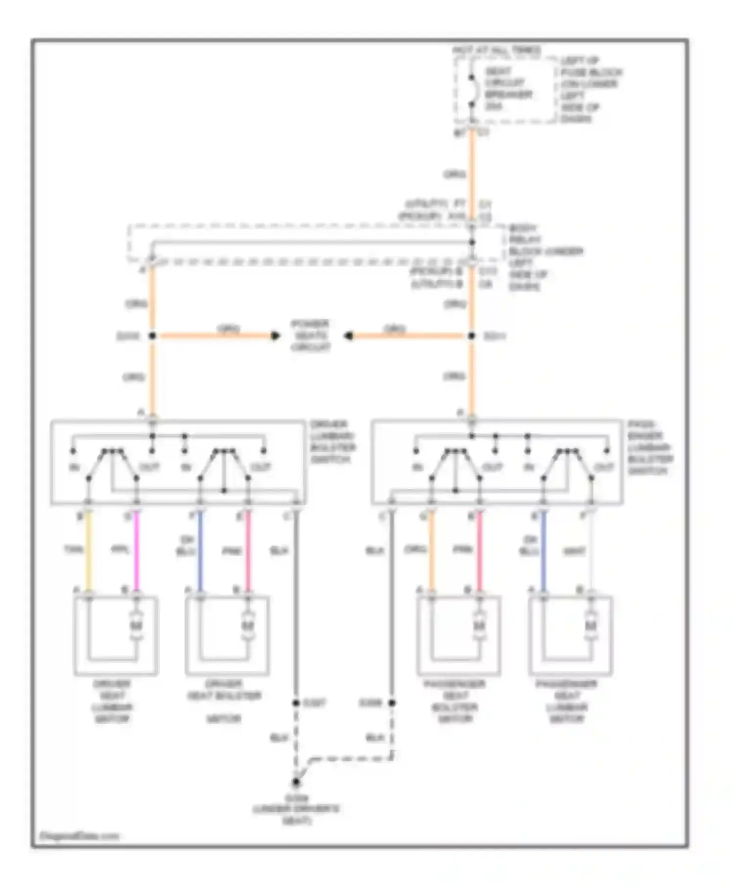 Wiring diagram power seats circuit for GMC Sierra 2500  (2000-2004) (1 of 1)