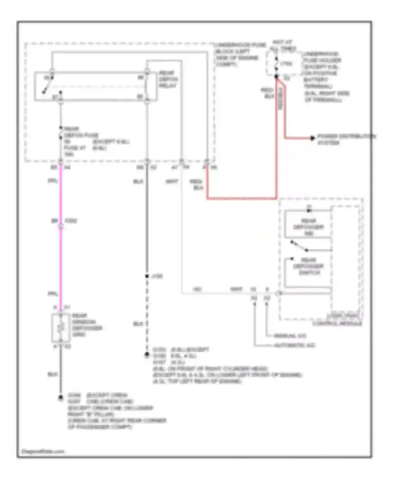Sierra 3500 HD GMC  (2007-2012): Rear defogger circuit