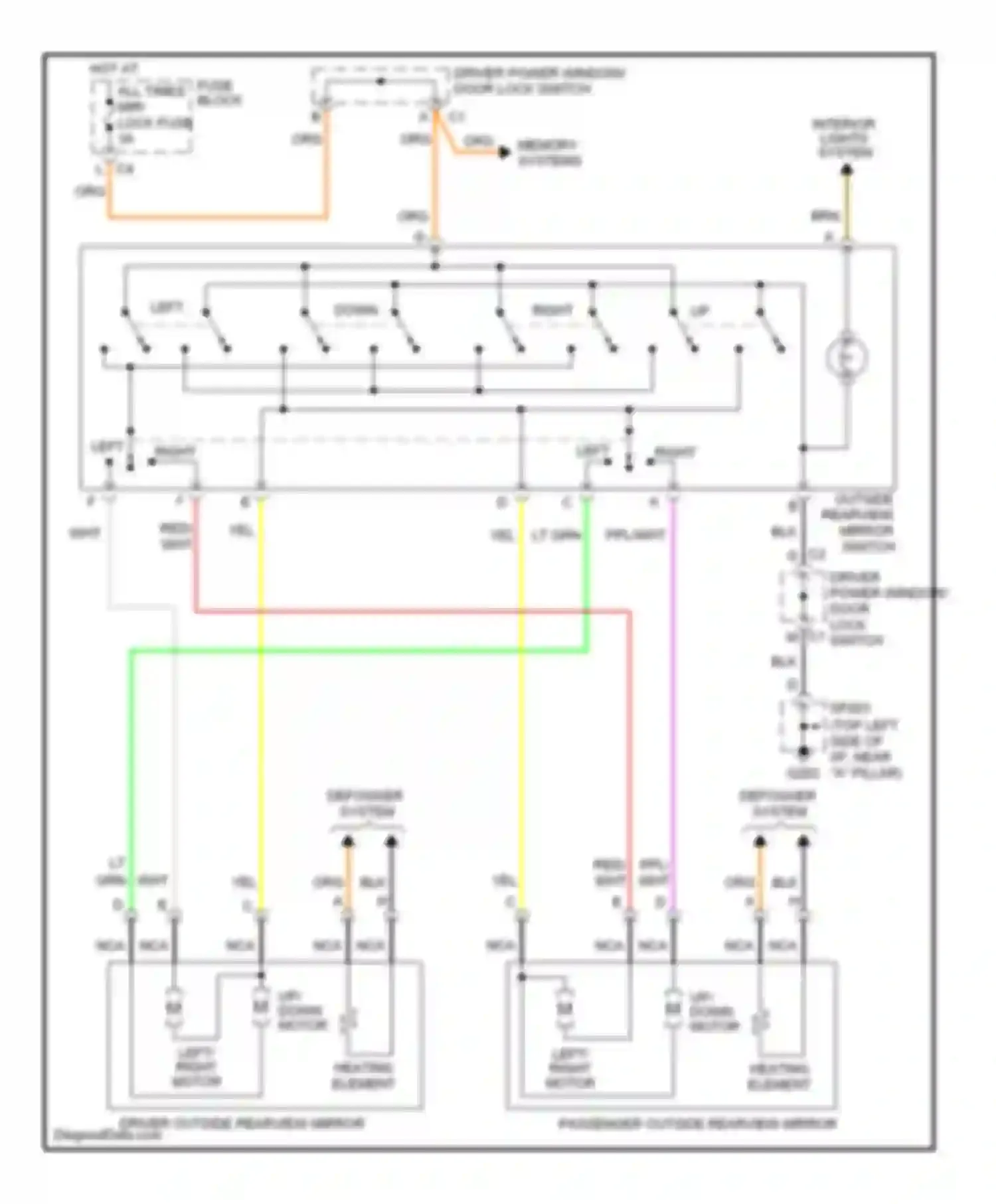 Sierra 3500 GMC  (2002-2006): Power mirror circuit
