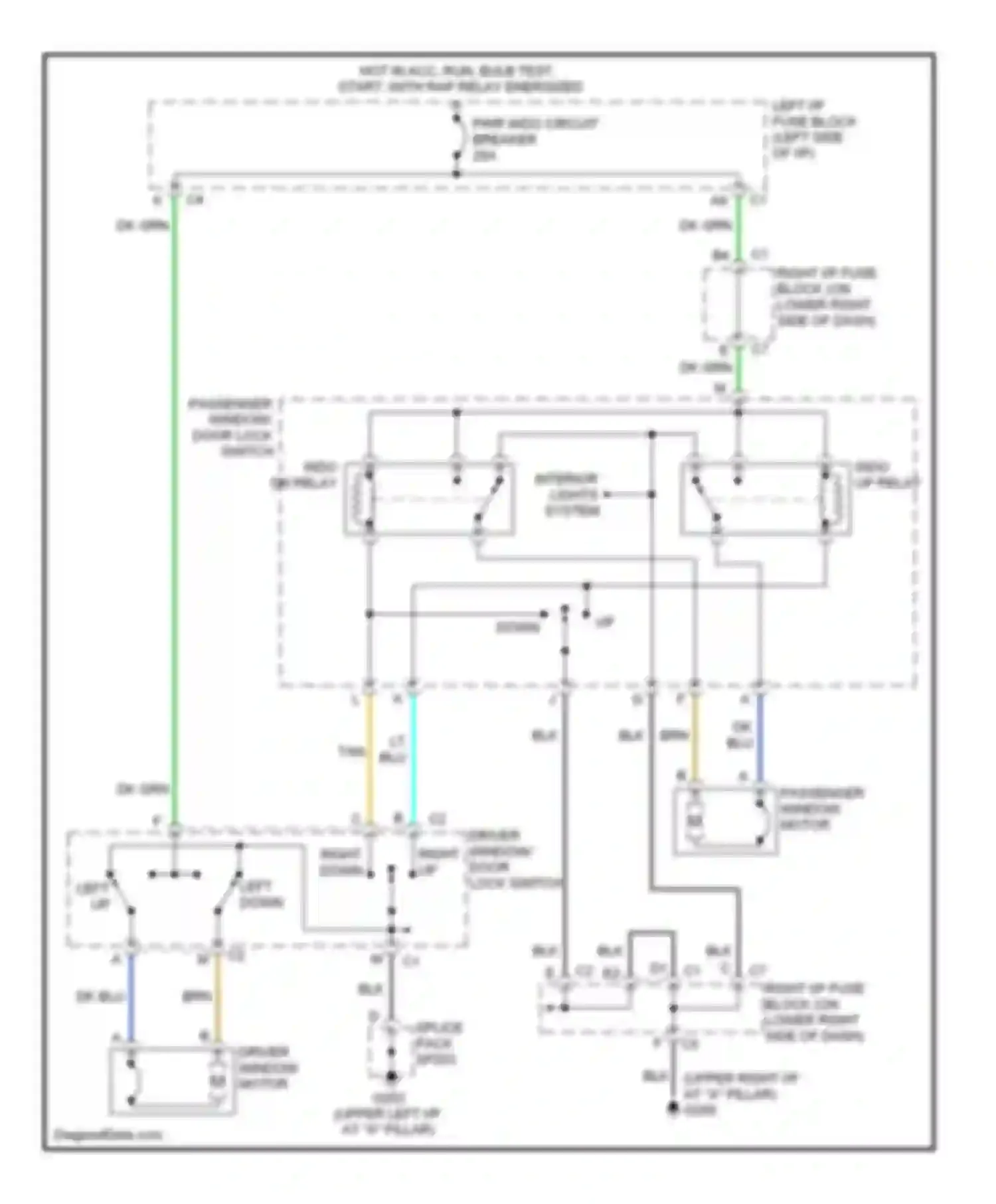 Sierra 3500 GMC  (2002-2006): Power window circuit, 2 door
