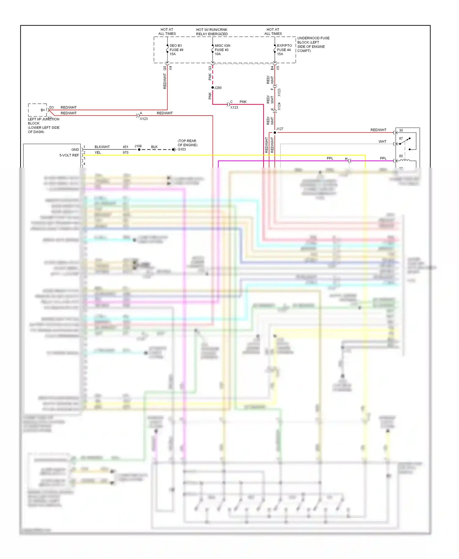 GMC Sierra III (2013-2015) engine control module (ecm) (left front of engine compt, near fan shroud) wiring diagram  (25 of 28)