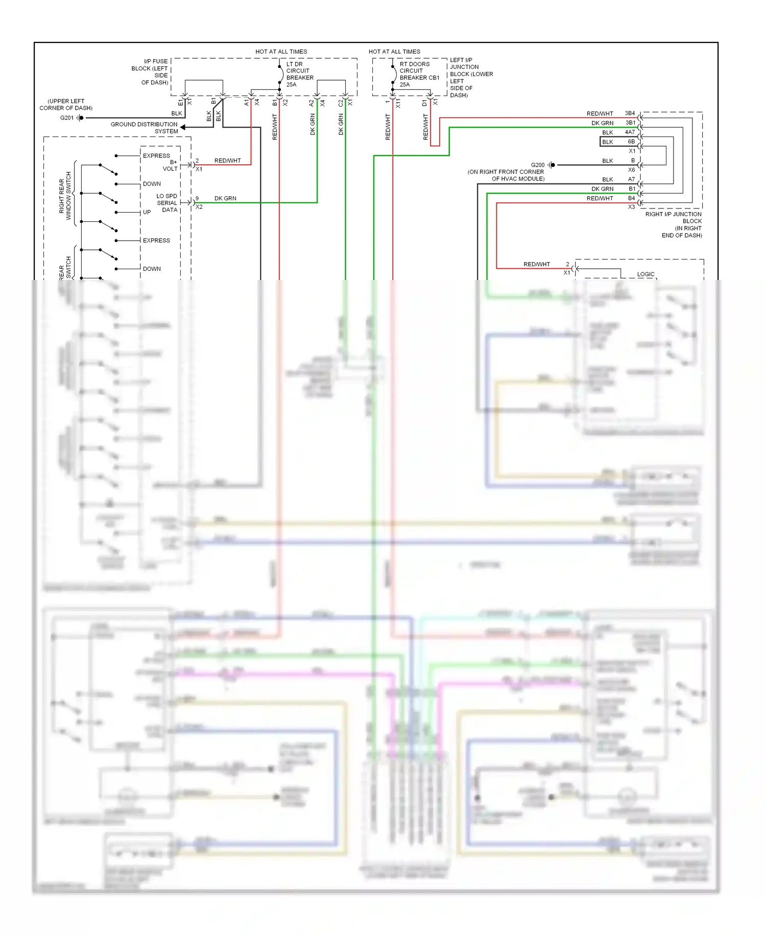 GMC Sierra III (2013-2015) left front window switch wiring diagram  (2 of 2)