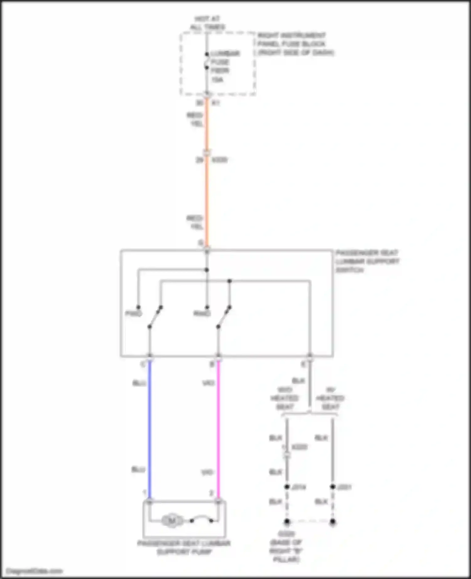 Wiring diagram passenger seat lumbar support pump for GMC Sierra IV (2018-2022) (1 of 1)