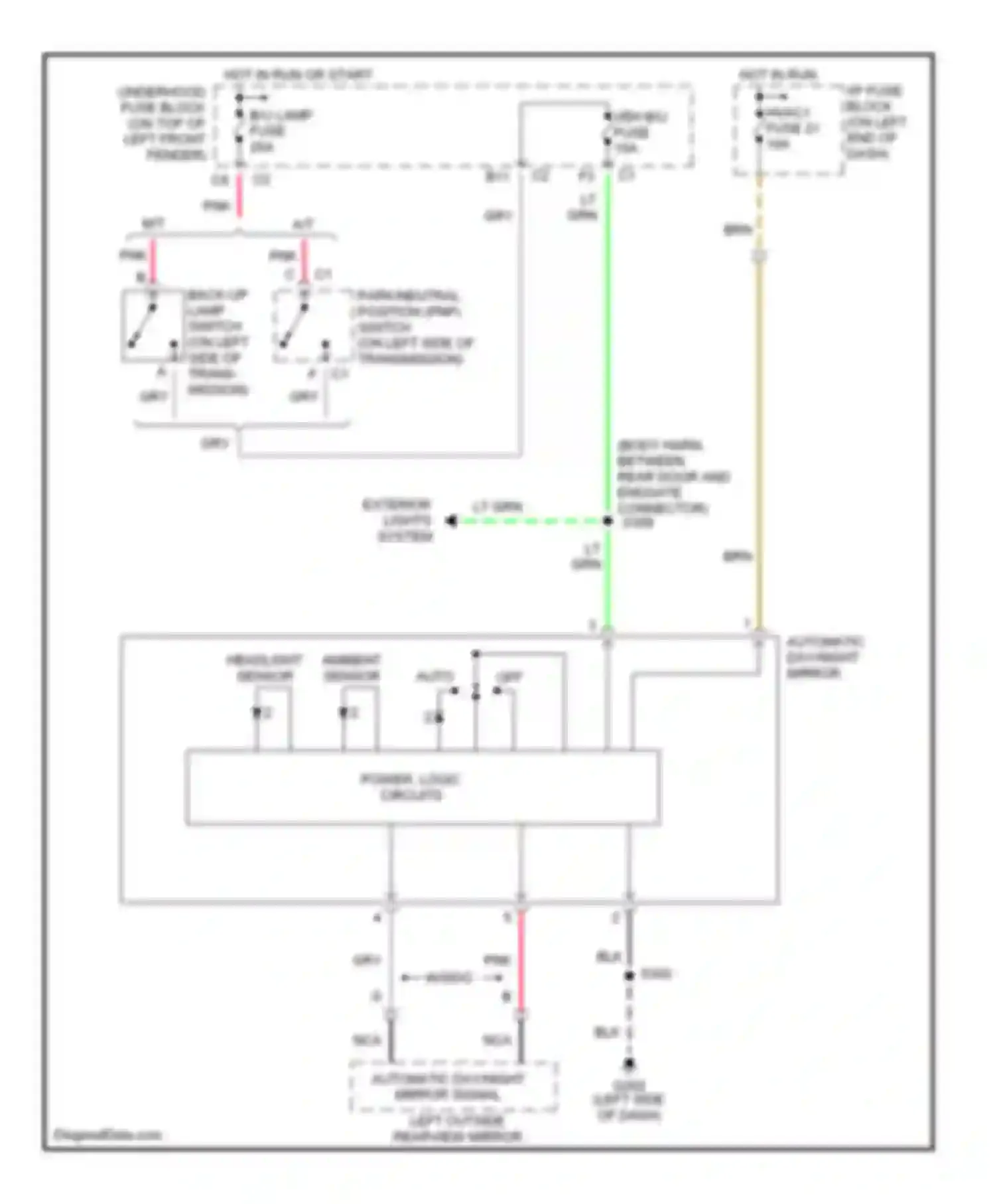Sonoma GMC II (1994-2004): Electrochromic mirror circuit