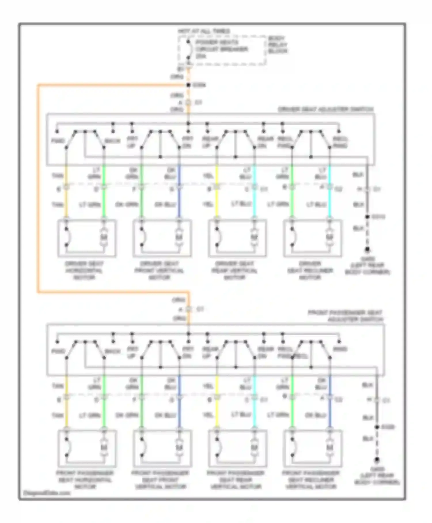 Sonoma GMC II (1994-2004): 8-way adjustable power seat circuit
