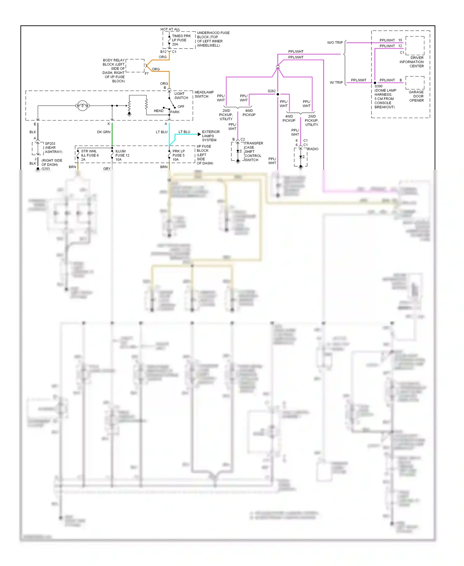 GMC Sonoma II (1994-2004) front passenger door lock, window switch wiring diagram  (1 of 3)