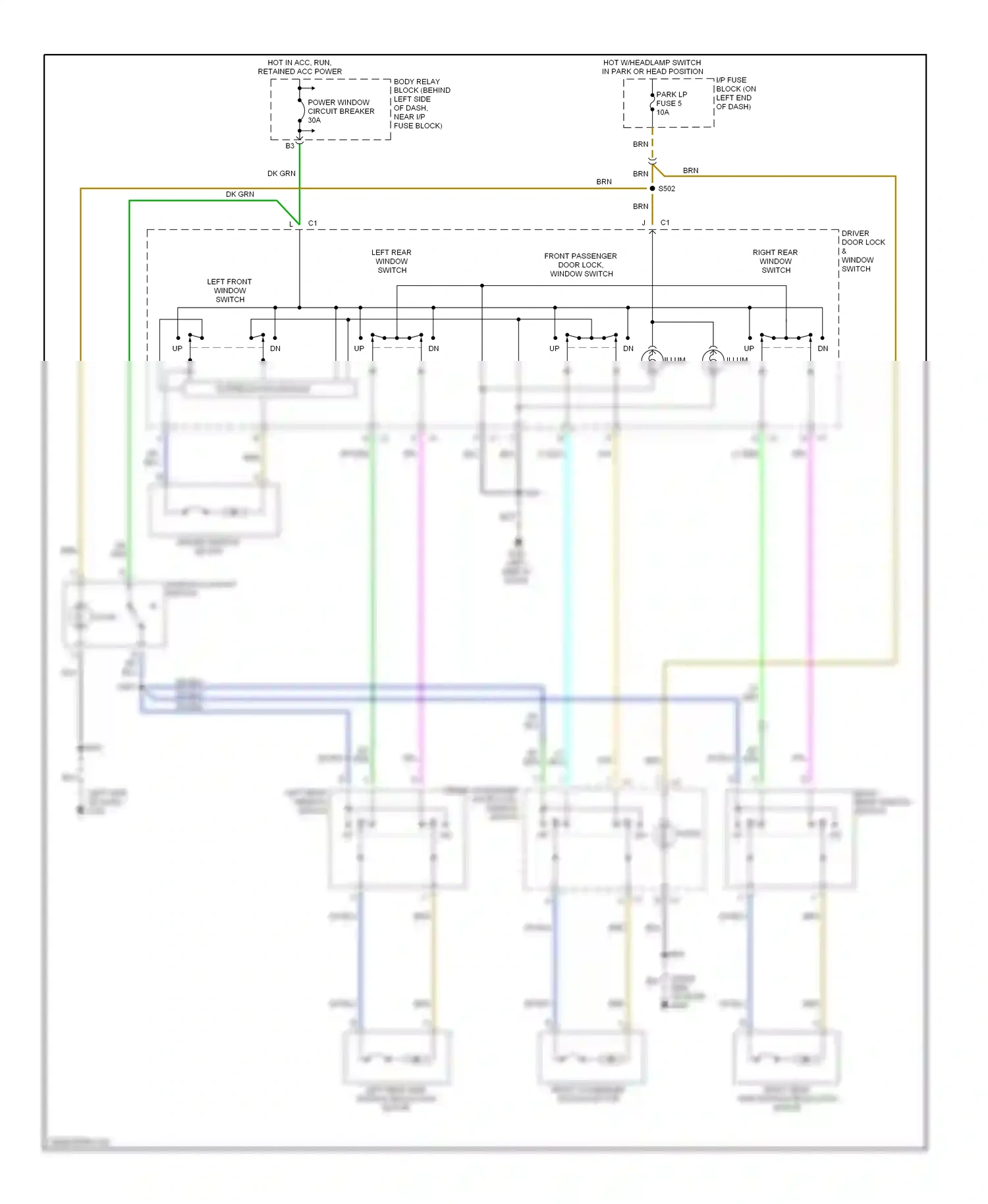 GMC Sonoma II (1994-2004) front passenger window motor wiring diagram  (2 of 2)