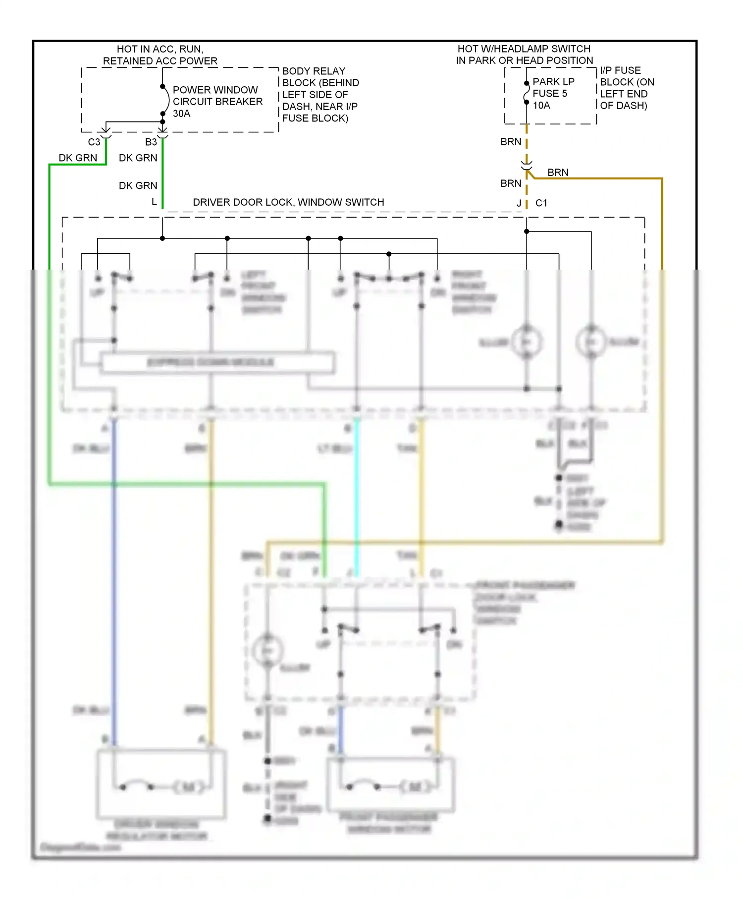 GMC Sonoma II (1994-2004) left front window switch dn wiring diagram  (1 of 1)