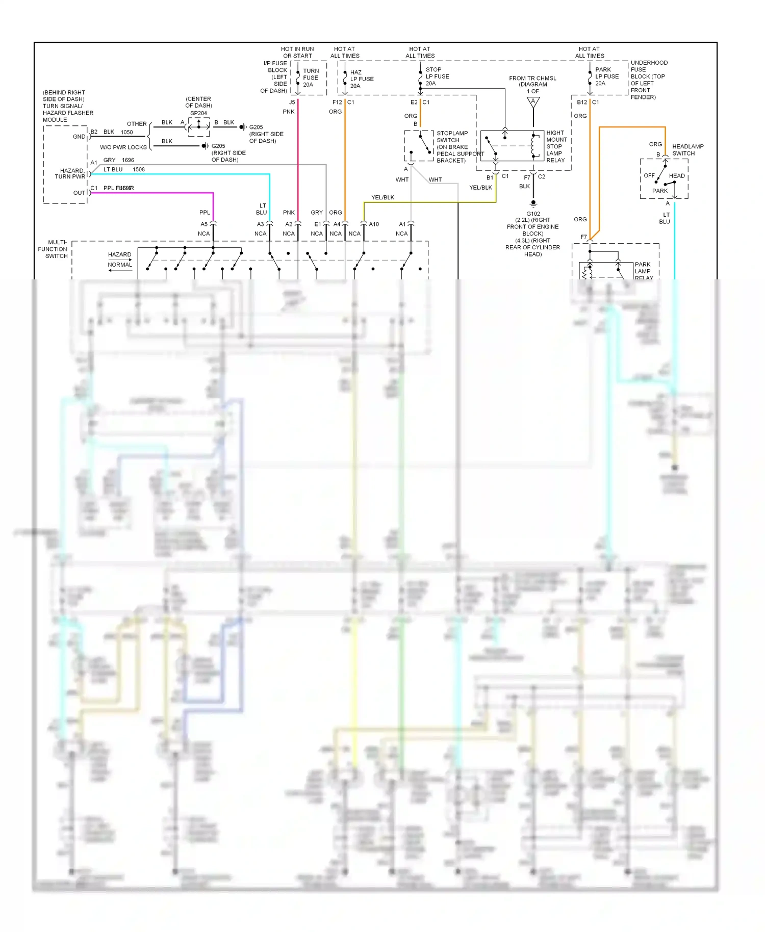GMC Sonoma II (1994-2004) multi- function switch wiring diagram  (1 of 3)