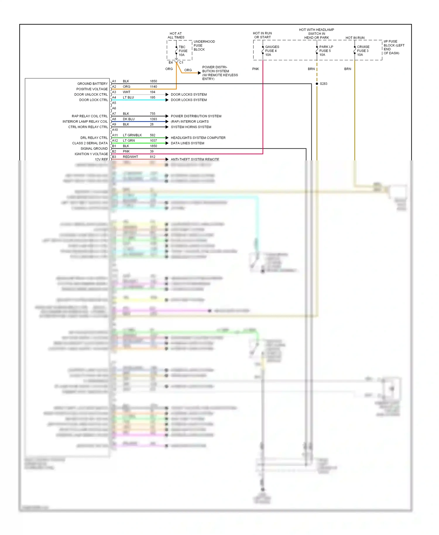 GMC Sonoma II (1994-2004) security system sensor sig wiring diagram  (1 of 1)