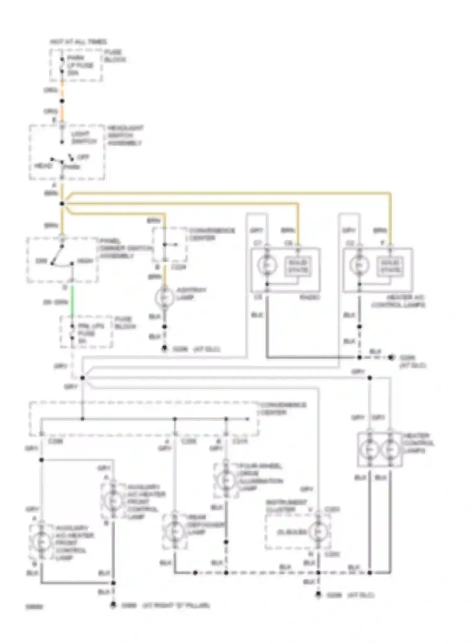 Suburban C1500 GMC  (1985-1999): Instrument illumination circuit