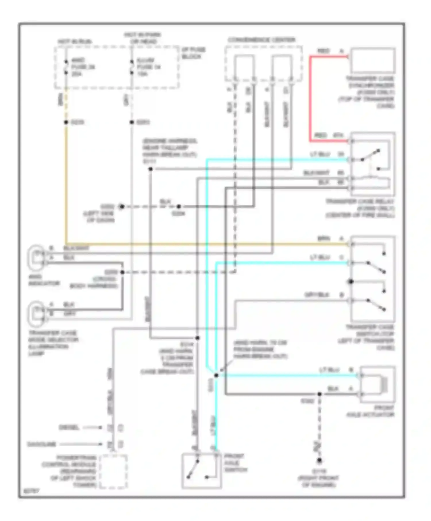 Wiring diagram front axle switch for GMC Suburban C1500  (1985-1999) (1 of 2)