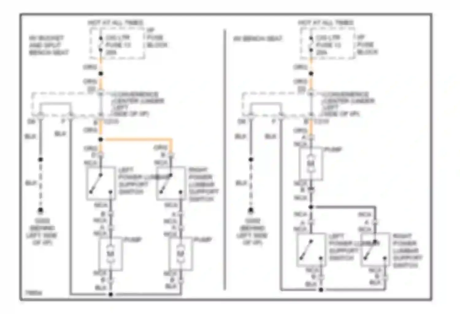Wiring diagram left power lumbar support switch for GMC Suburban C1500  (1985-1999) (1 of 2)