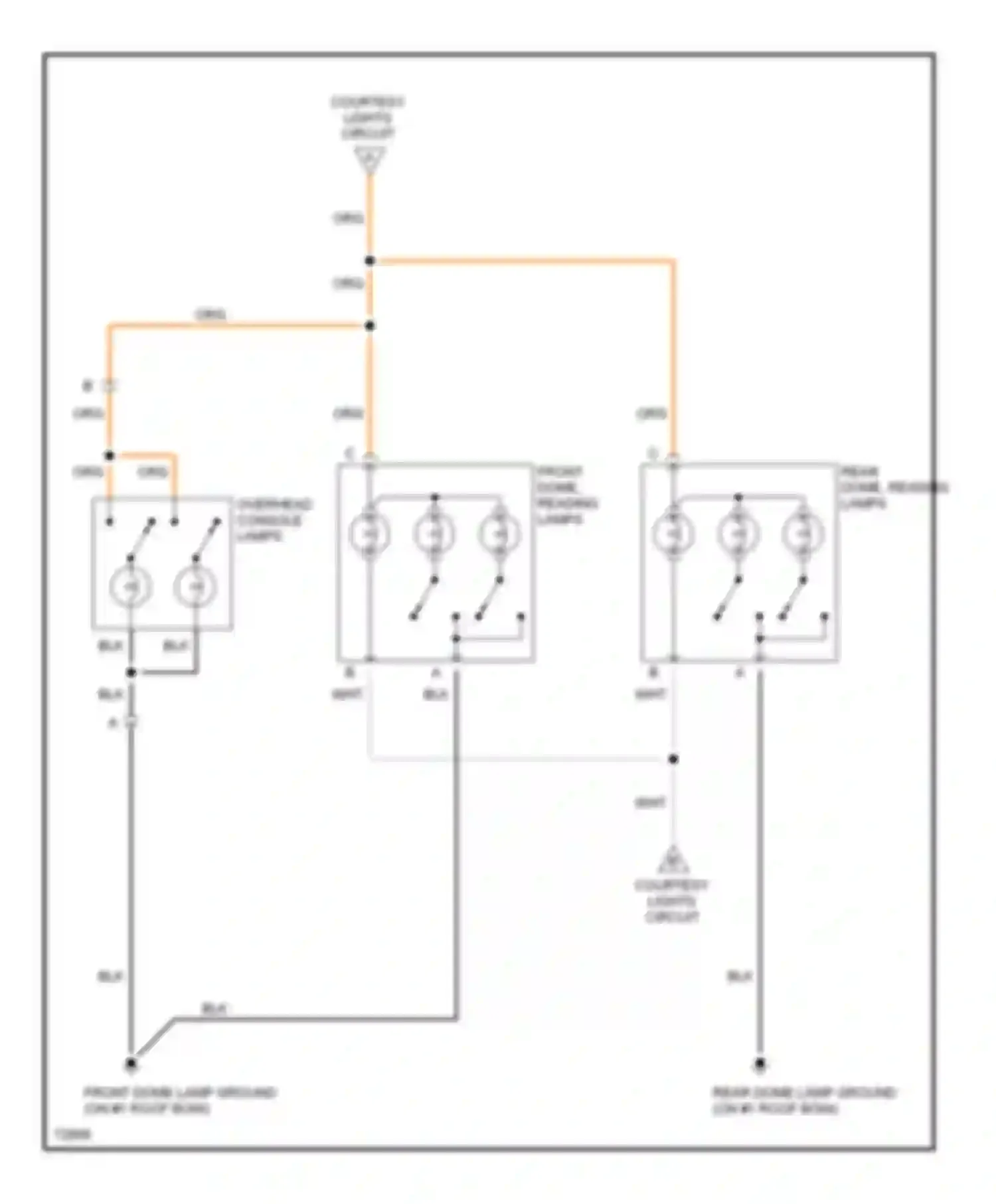 Suburban C2500 GMC  (1985-1999): Courtesy lamps circuit, overhead console circuit