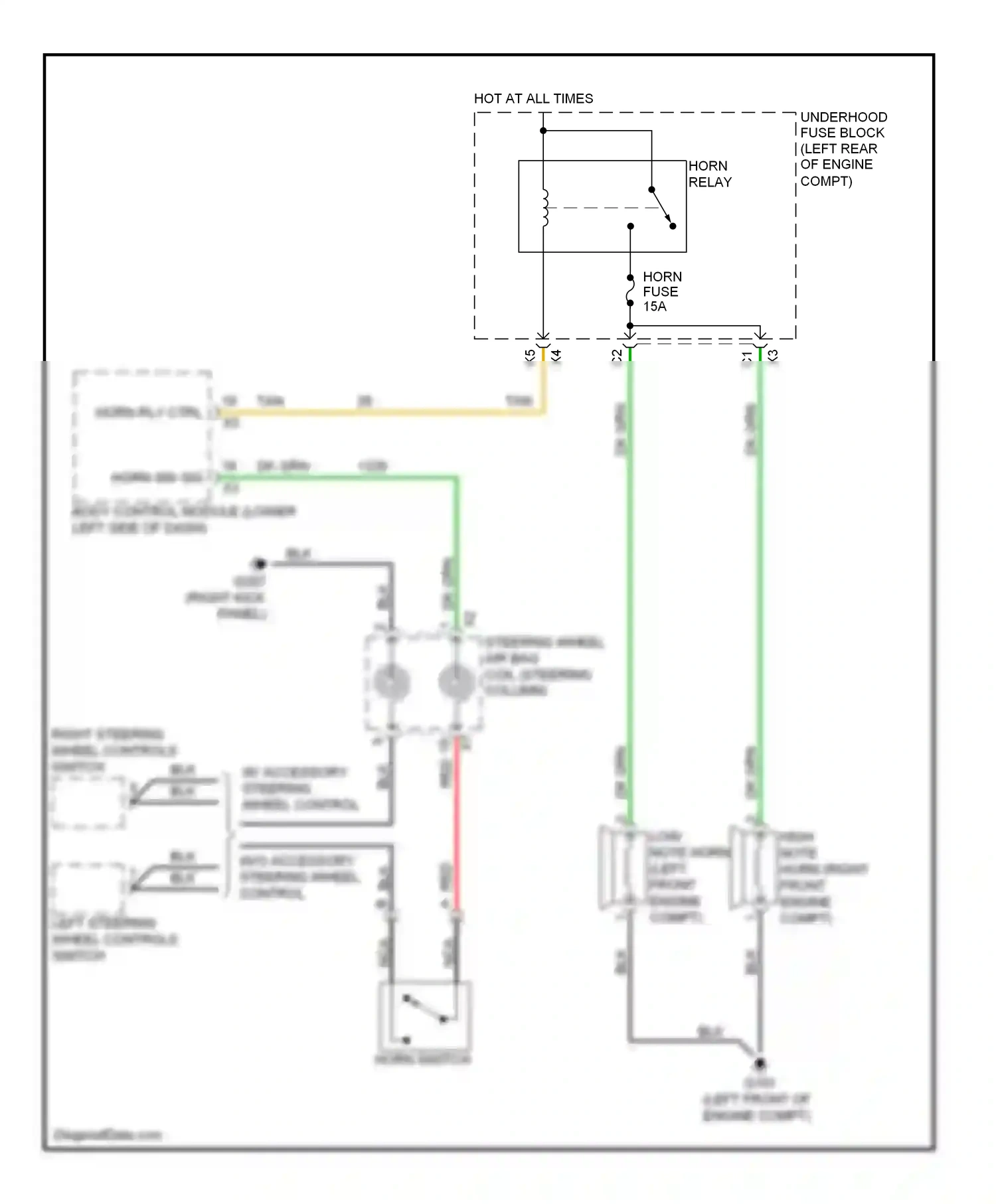 GMC Terrain I (2009-2015) high note horn (right front engine compt) wiring diagram  (1 of 1)