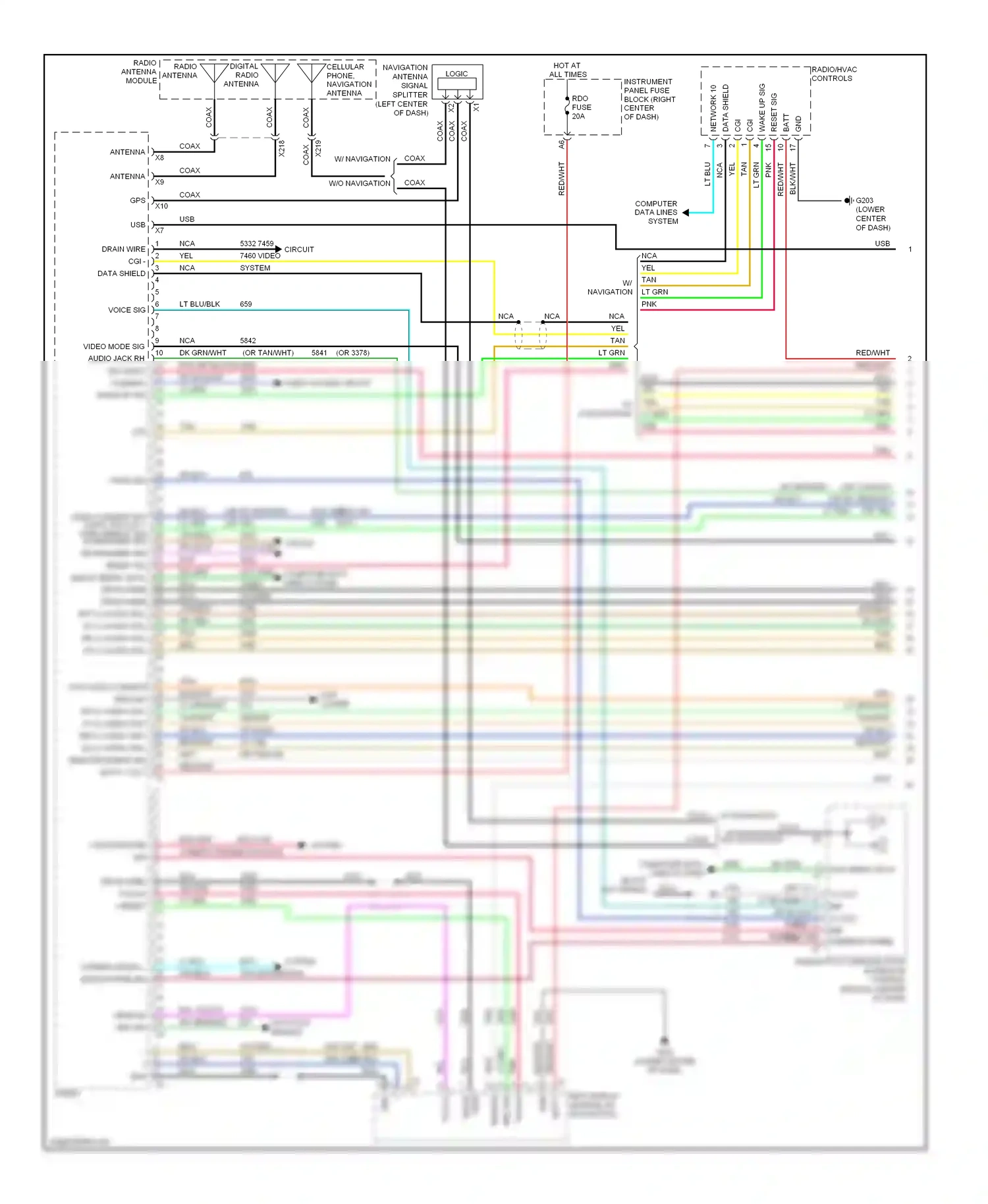 GMC Terrain I (2009-2015) info display module (w/ navigation) wiring diagram  (1 of 2)
