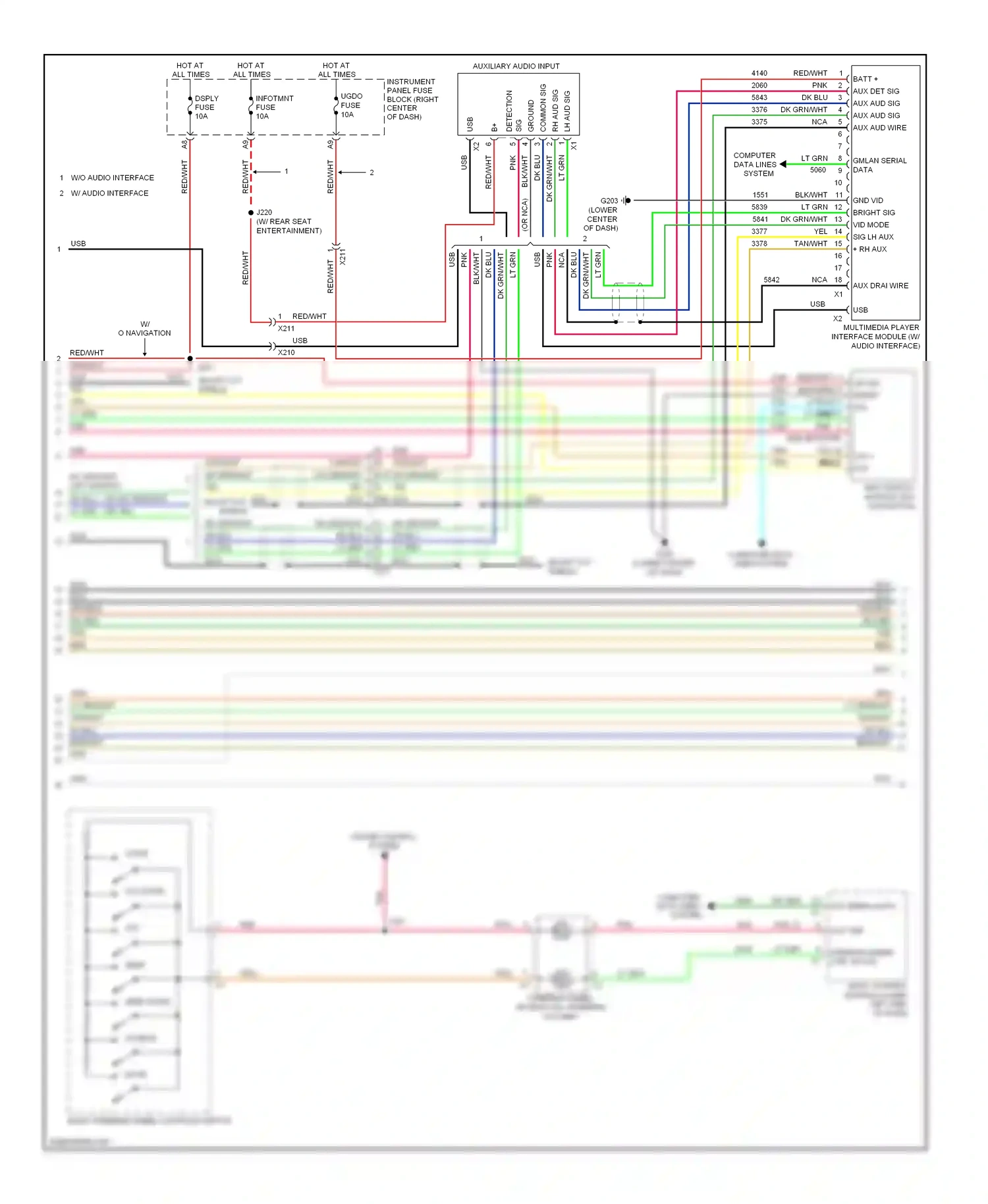 GMC Terrain I (2009-2015) multimedia player interface module (w/ audio interface) wiring diagram  (2 of 3)
