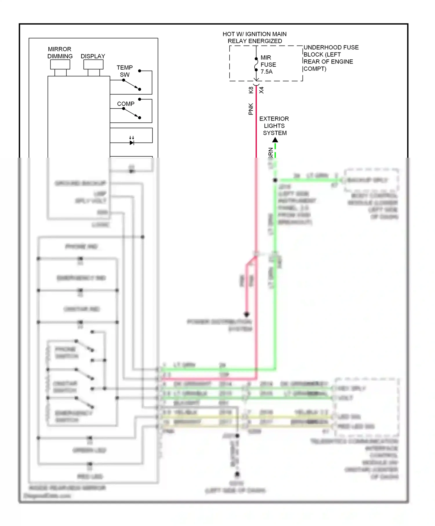 GMC Terrain I (2009-2015) telematics communication interface control module (w/ onstar) (center of dash) wiring diagram  (2 of 3)