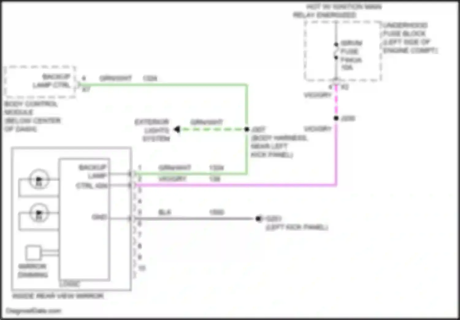 Terrain GMC II facelift (2021-2024): Electrochromic mirror circuit