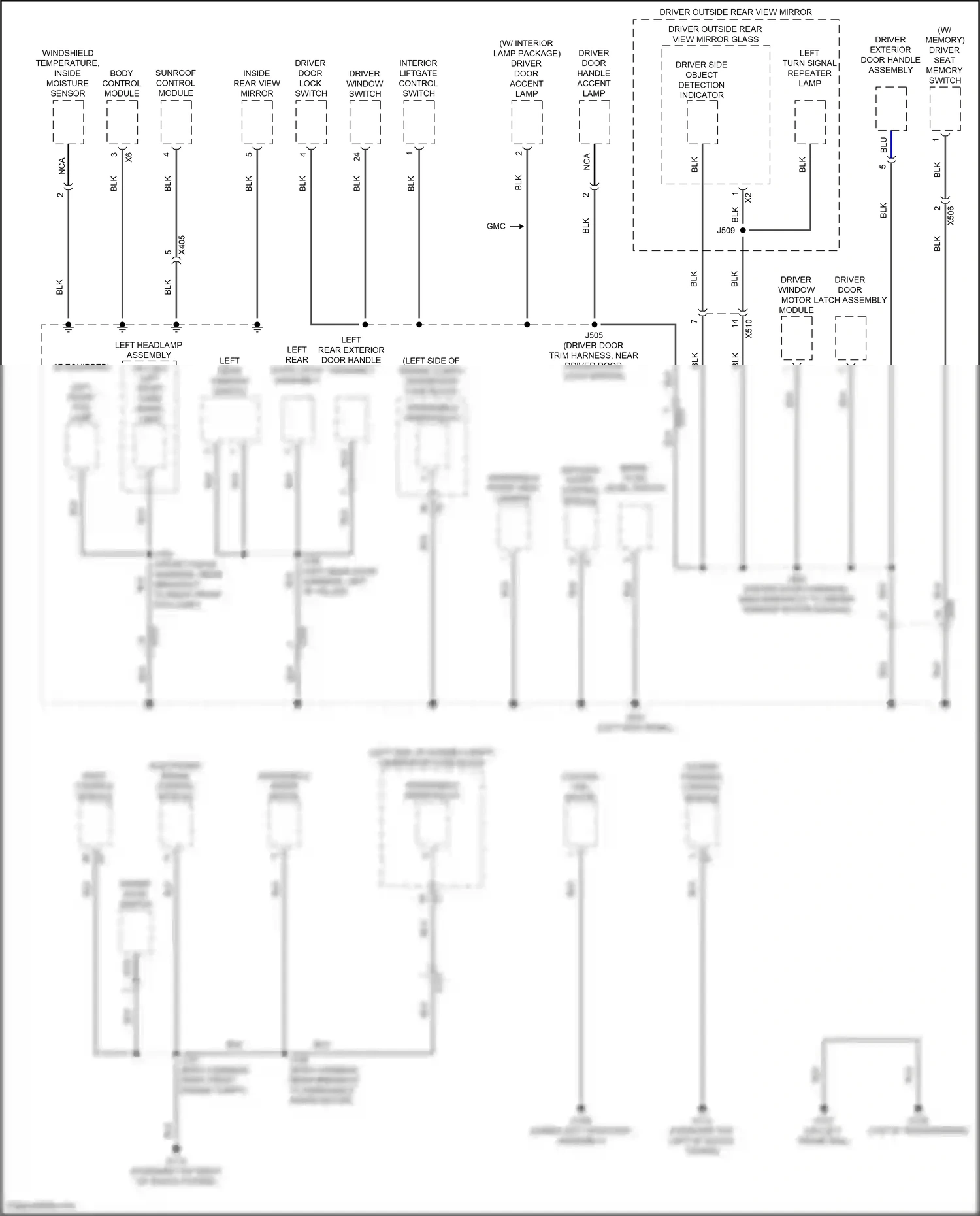 GMC Terrain II facelift (2021-2024) driver side object detection indicator wiring diagram  (2 of 4)