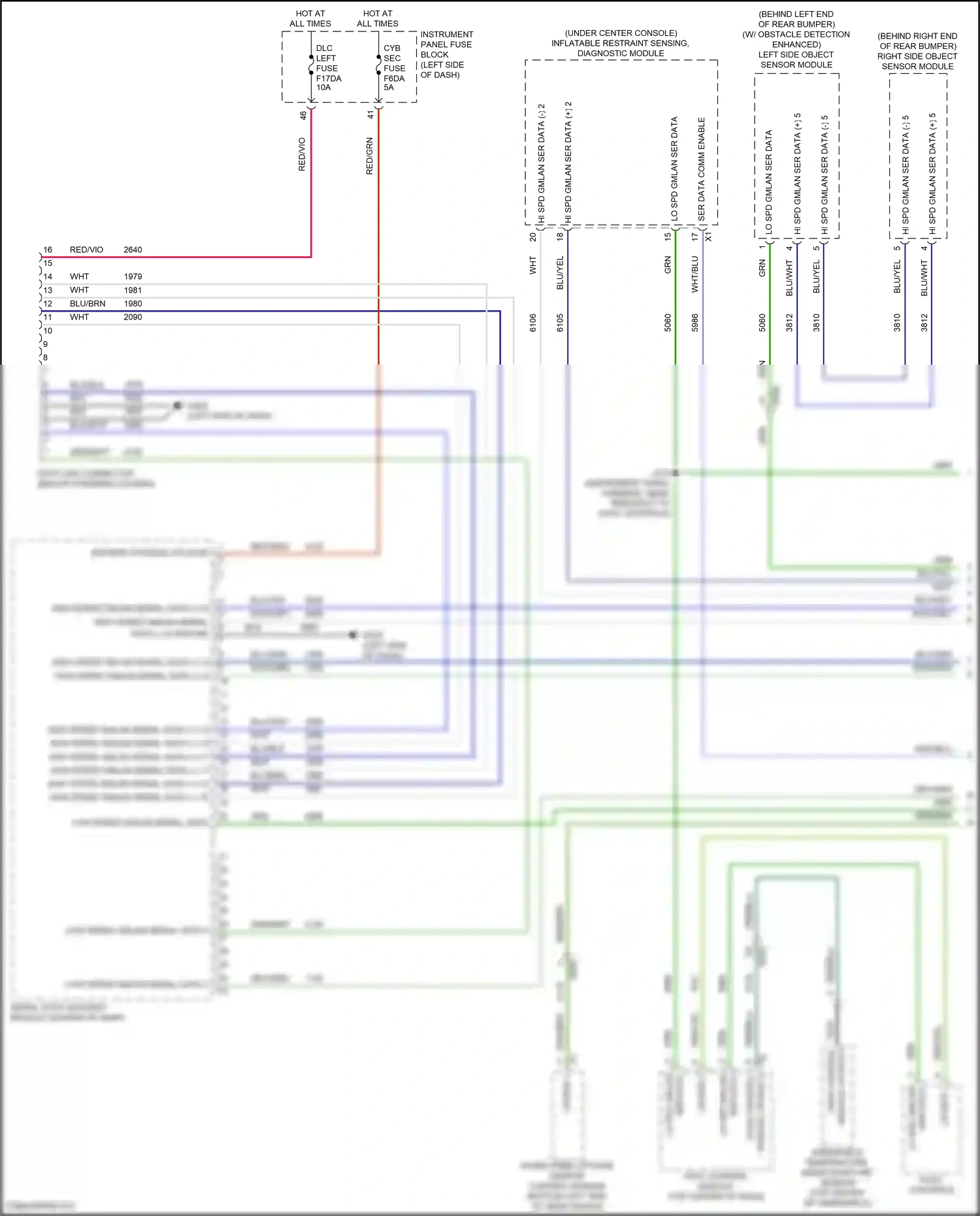 GMC Terrain II facelift (2021-2024) left side object sensor module wiring diagram  (2 of 4)