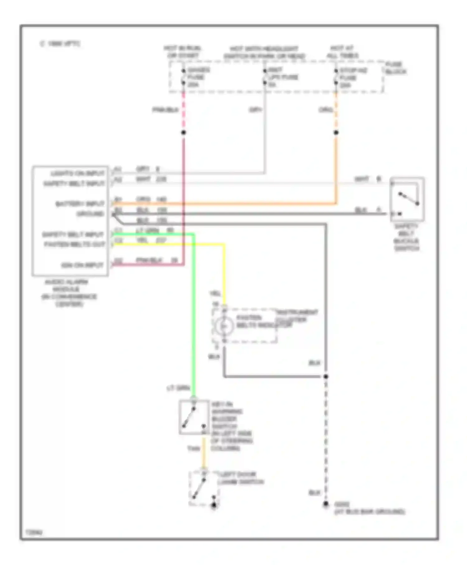 Wiring diagram lights on input safety belt input for GMC Vandura G1500  (1985-1995) (1 of 2)