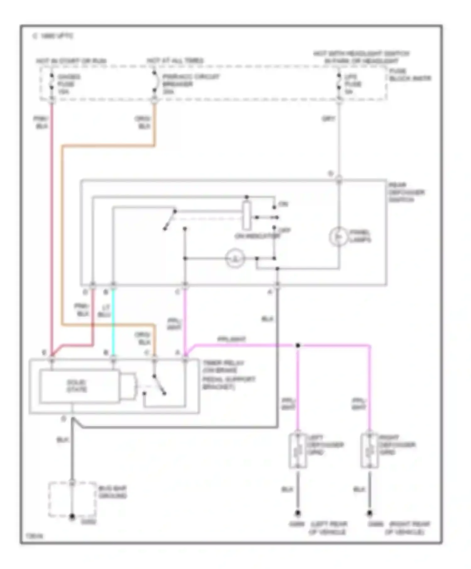 Wiring diagram right defogger grid for GMC Vandura G1500  (1985-1995) (1 of 1)