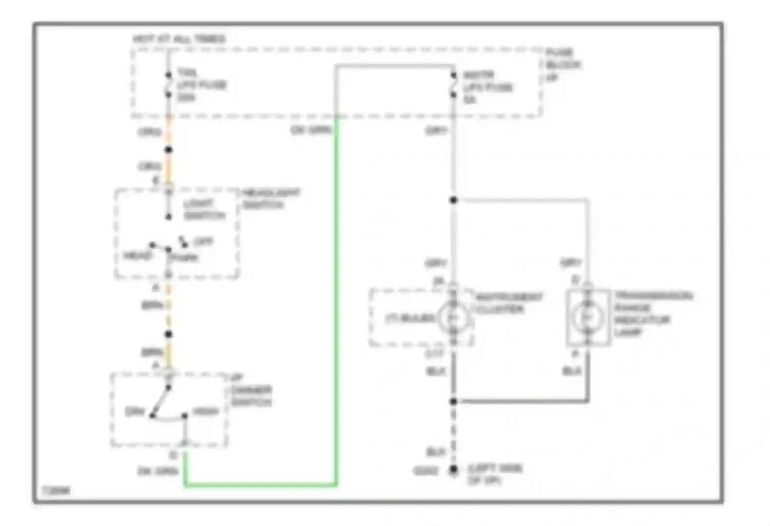 Wiring diagram transmission range indicator lamp for GMC Vandura G1500  (1985-1995) (2 of 5)