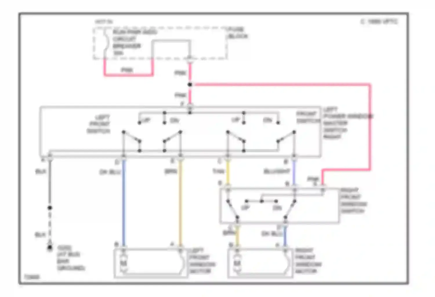 Wiring diagram right front window switch for GMC Vandura G2500  (1985-1995) (1 of 2)