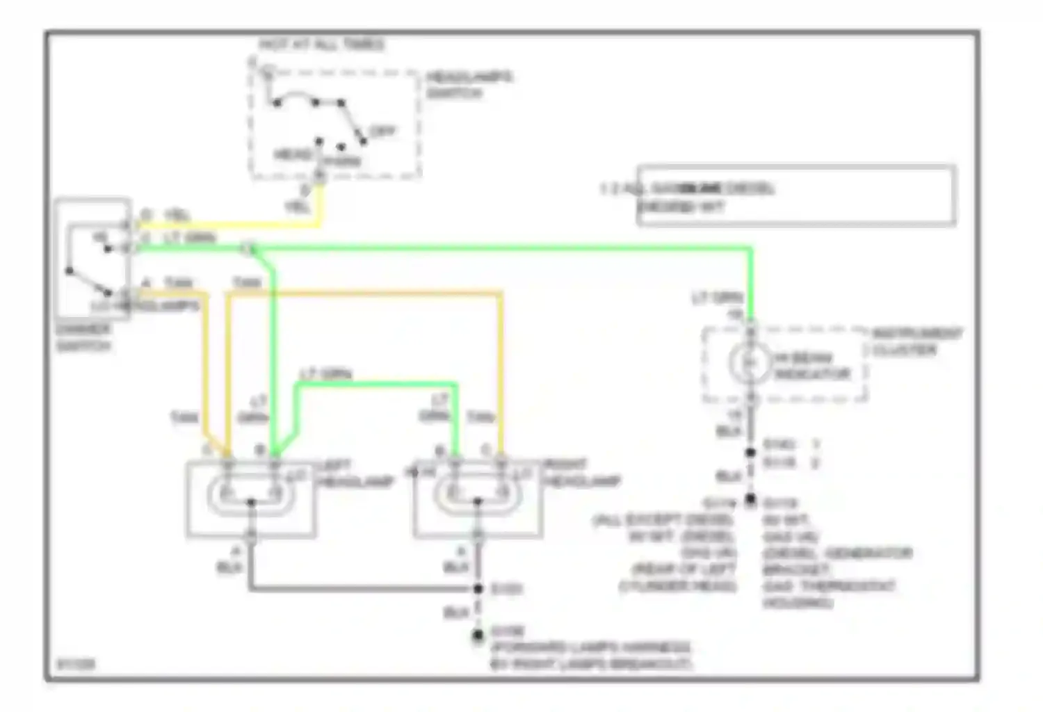 Vandura P3500 GMC  (1985-1997): Headlight circuit, commercial chassis without drl