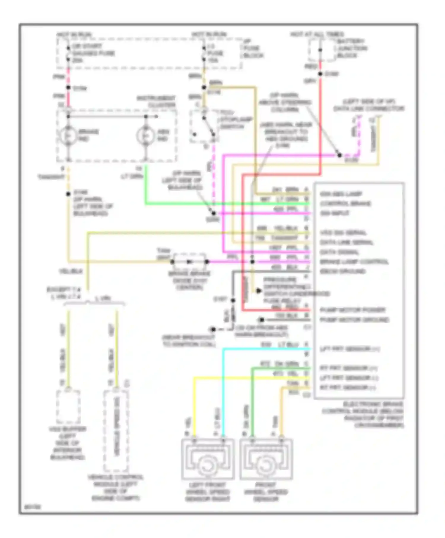 Wiring diagram left front wheel speed sensor right front wheel speed sensor for GMC Vandura P3500  (1985-1997) (1 of 1)