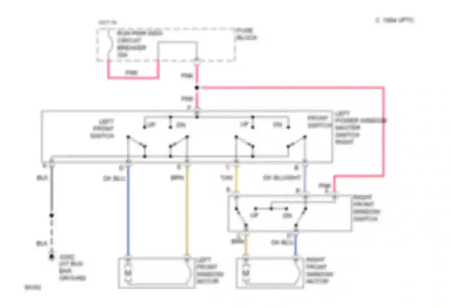 Wiring diagram left power window master switch right front switch for GMC Vandura P3500  (1985-1997) (1 of 1)