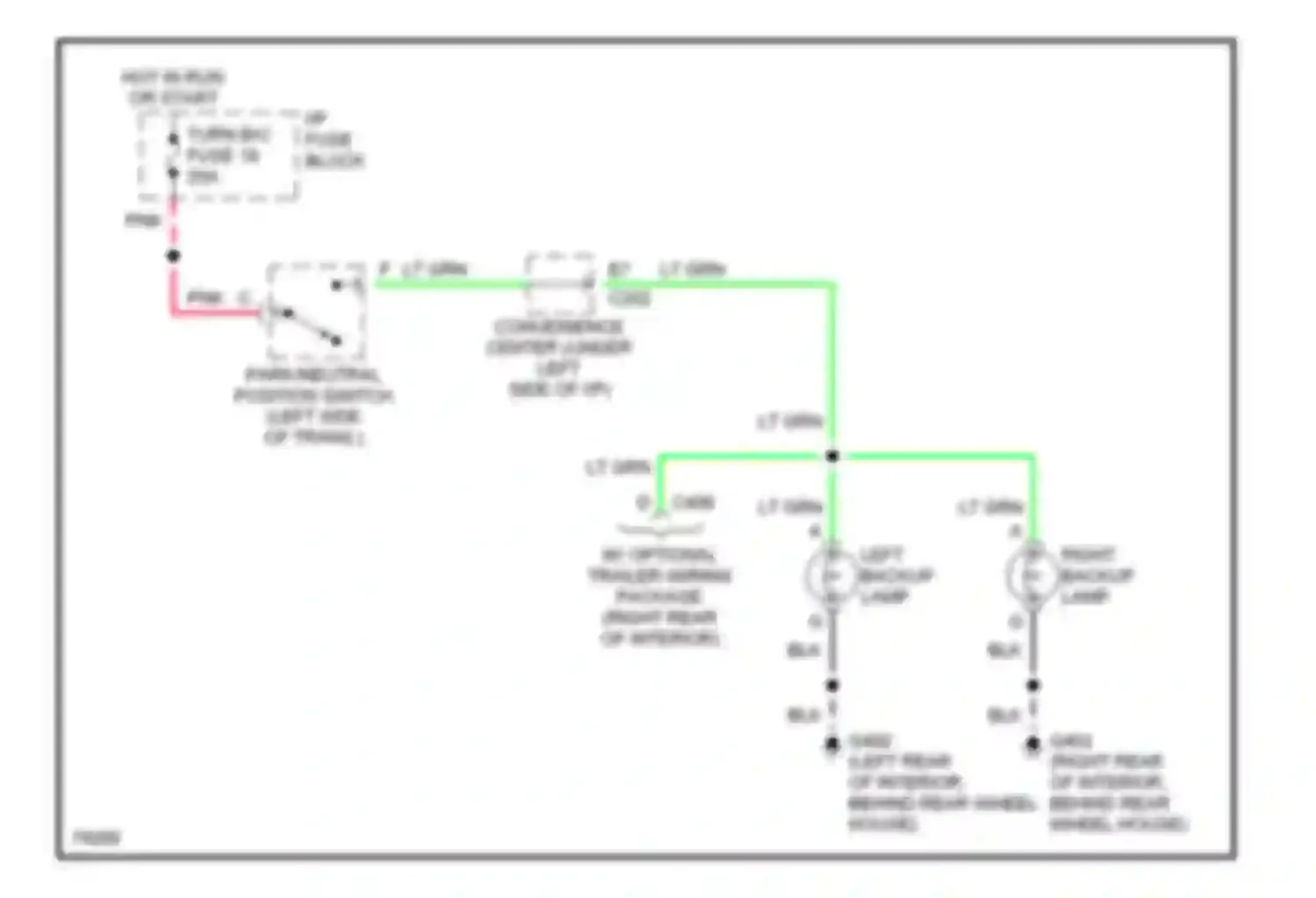 Wiring diagram left backup lamp for GMC Vandura Special G3500  (1985-1996) (1 of 2)