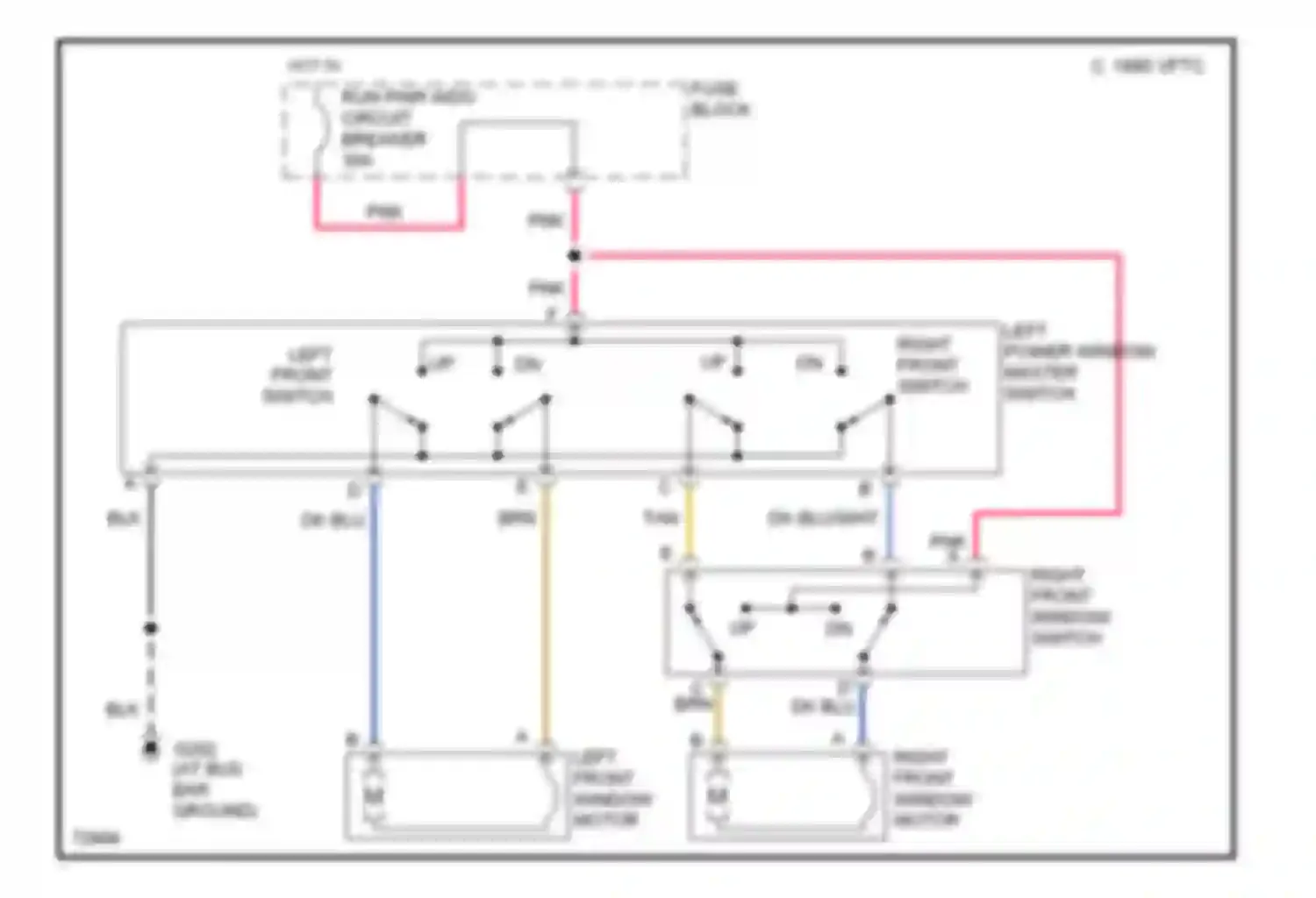 Wiring diagram left power window master switch for GMC Vandura Special G3500  (1985-1996) (1 of 1)